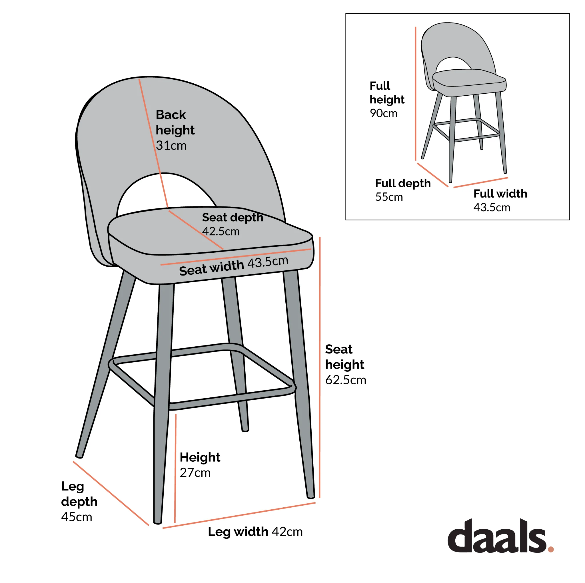 Oakley Set of 2 Champagne Velvet Upholstered Counter Stools with Contrast Piping - Image 4