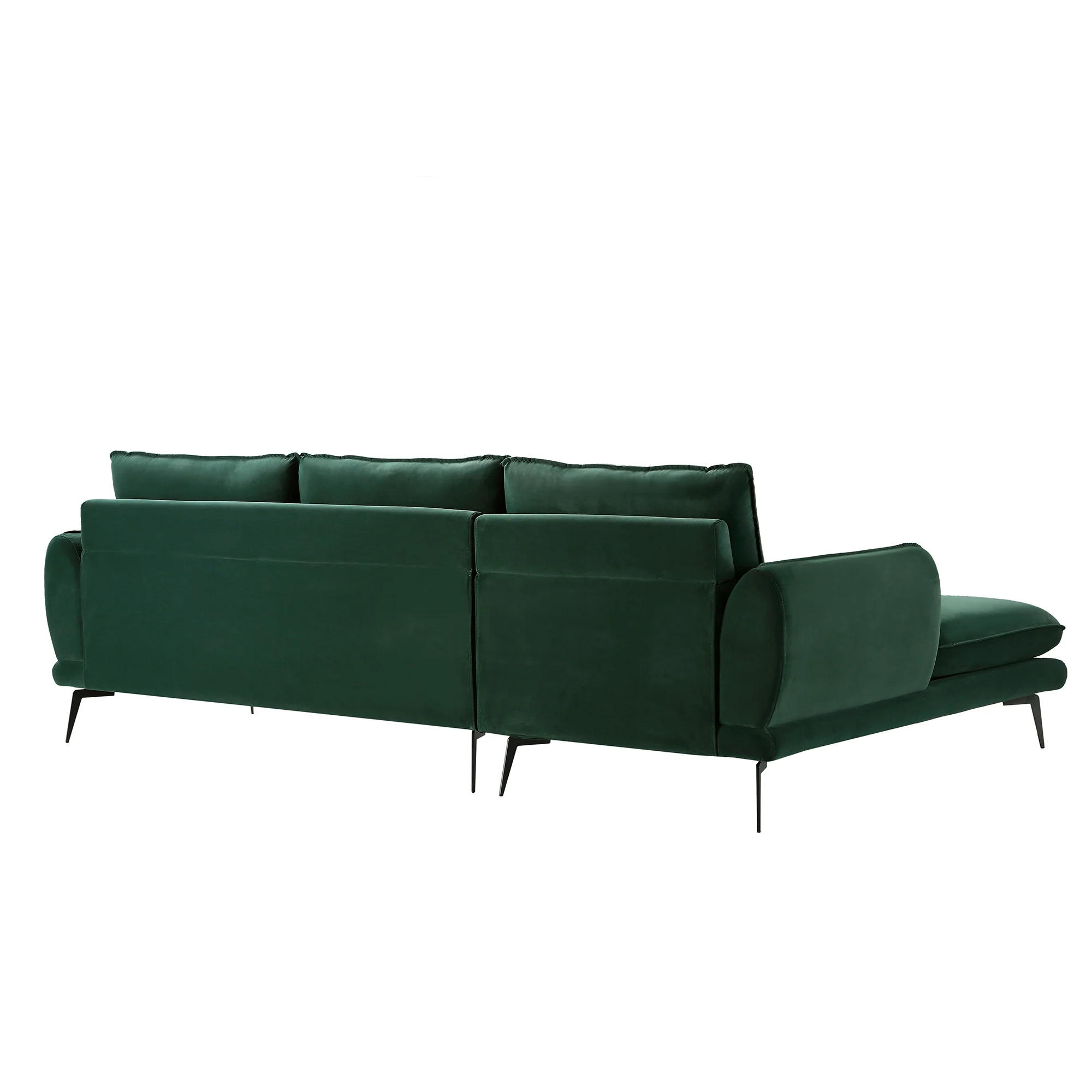 Obriel Forest Green Velvet Sofa, Grande Chaise Sofa Left Hand Facing - Image 11