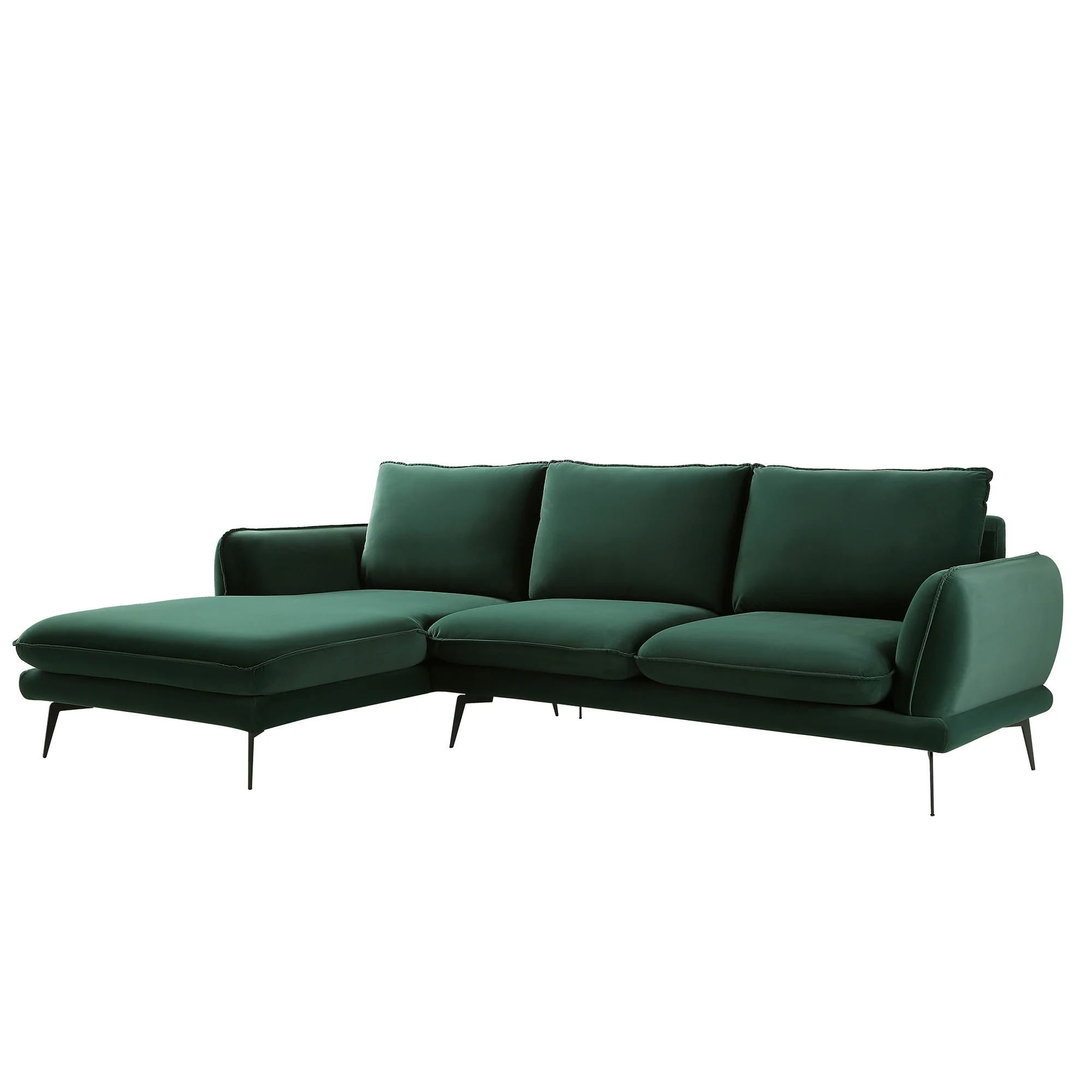 Obriel Forest Green Velvet Sofa, Grande Chaise Sofa Left Hand Facing - Image 5