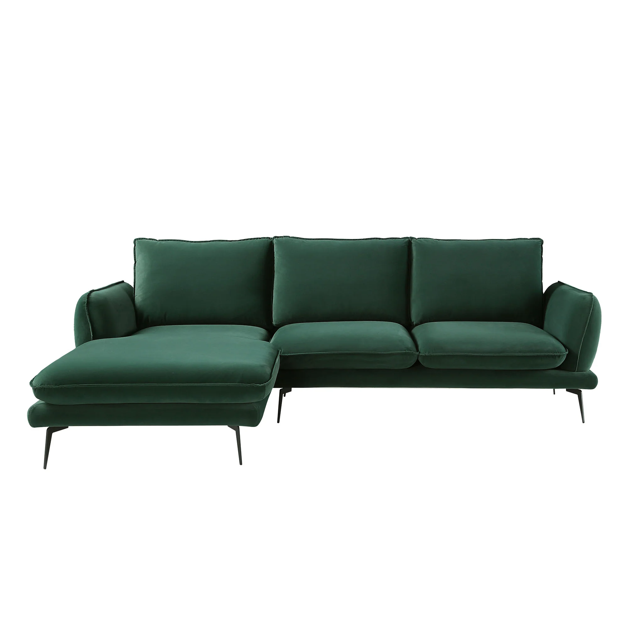 Obriel Forest Green Velvet Sofa, Grande Chaise Sofa Left Hand Facing - Image 6