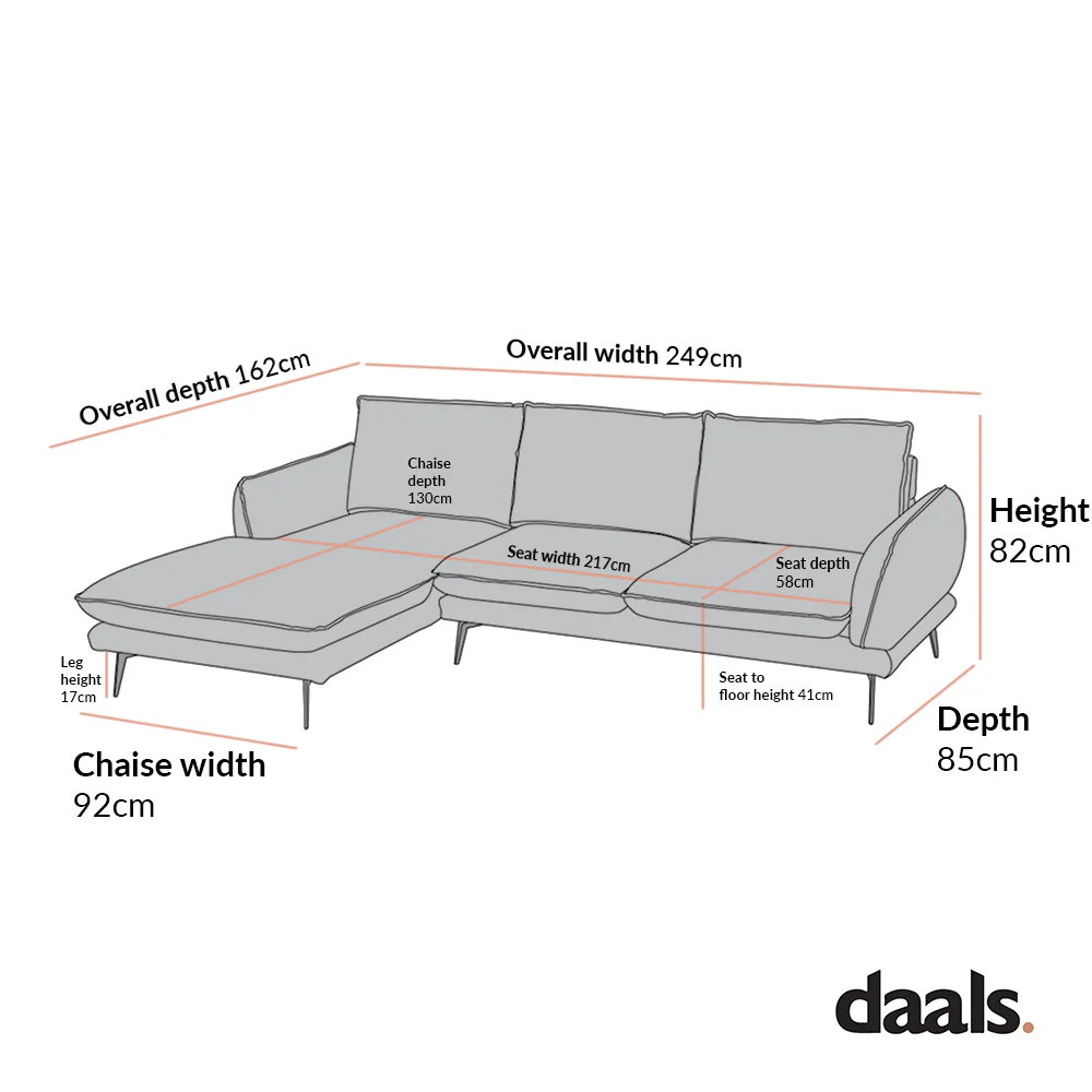 Obriel Grey Marl Fabric Sofa, Grande Chaise Sofa Left Hand Facing - Image 7