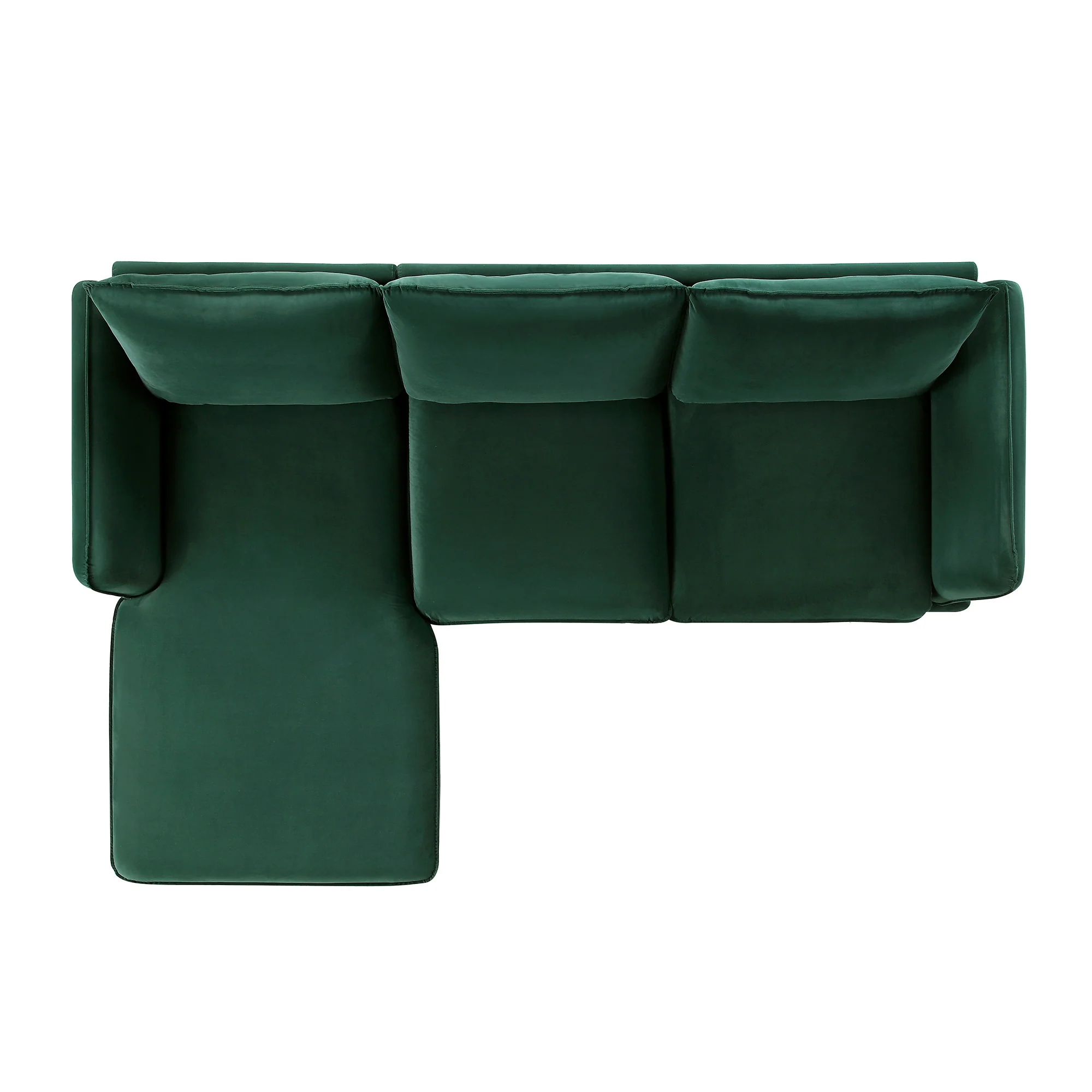 Obriel Forest Green Velvet Sofa, Grande Chaise Sofa Left Hand Facing - Image 8