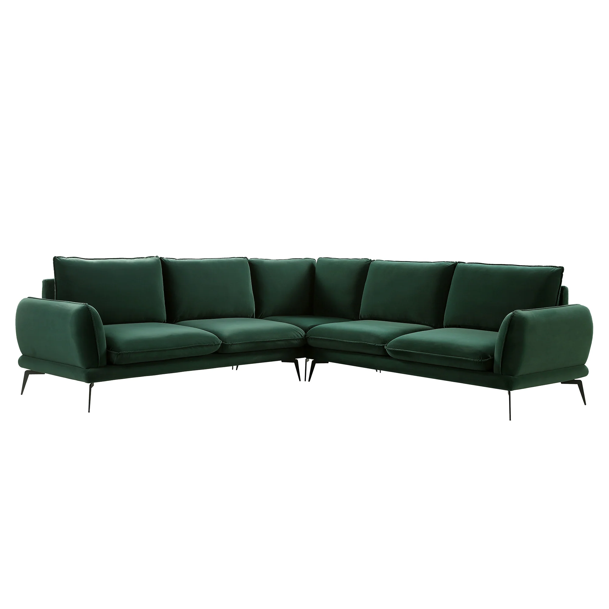 Obriel Forest Green Velvet Grande Corner Sofa - Image 6