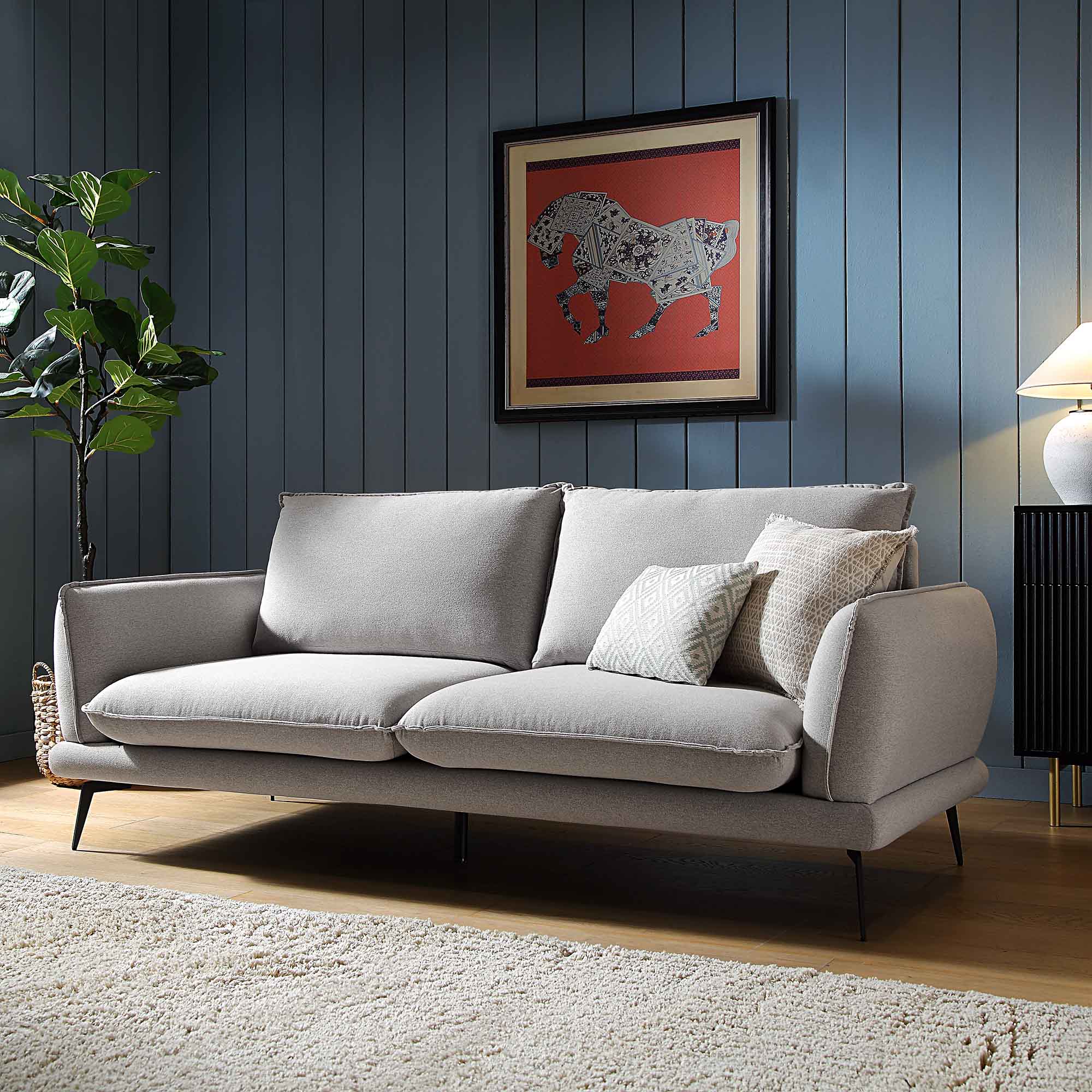 Obriel Grey Marl Fabric Sofa, 3-Seater - Image 2