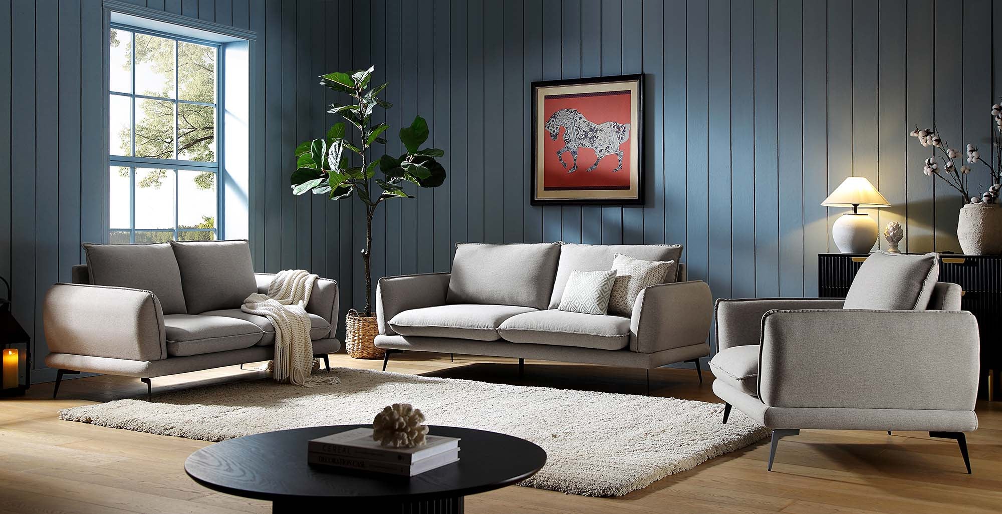 Obriel Grey Marl Fabric Sofa, 3-Seater - Image 3