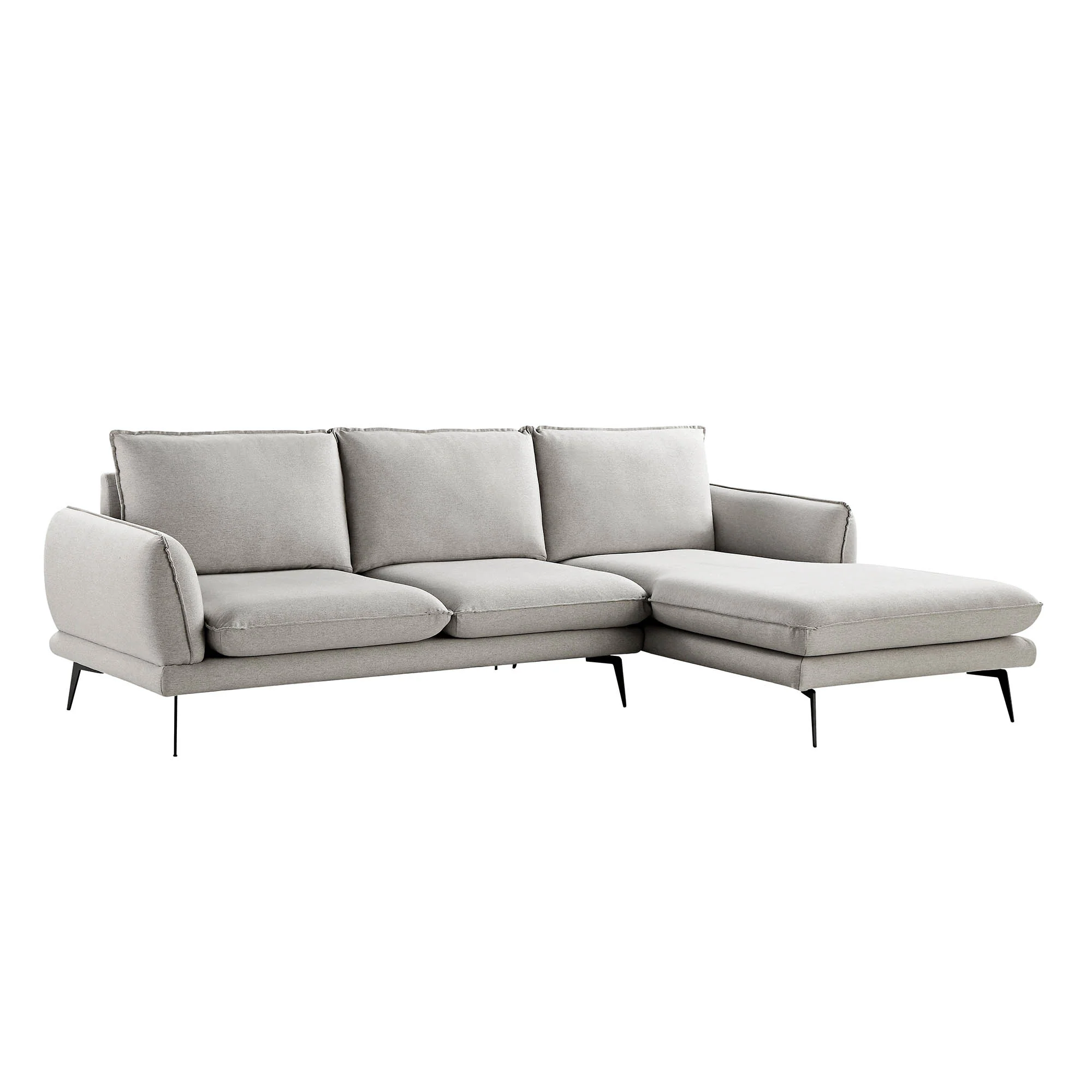 Obriel Grey Marl Fabric Sofa, Grande Chaise Sofa Right Hand Facing - Image 5