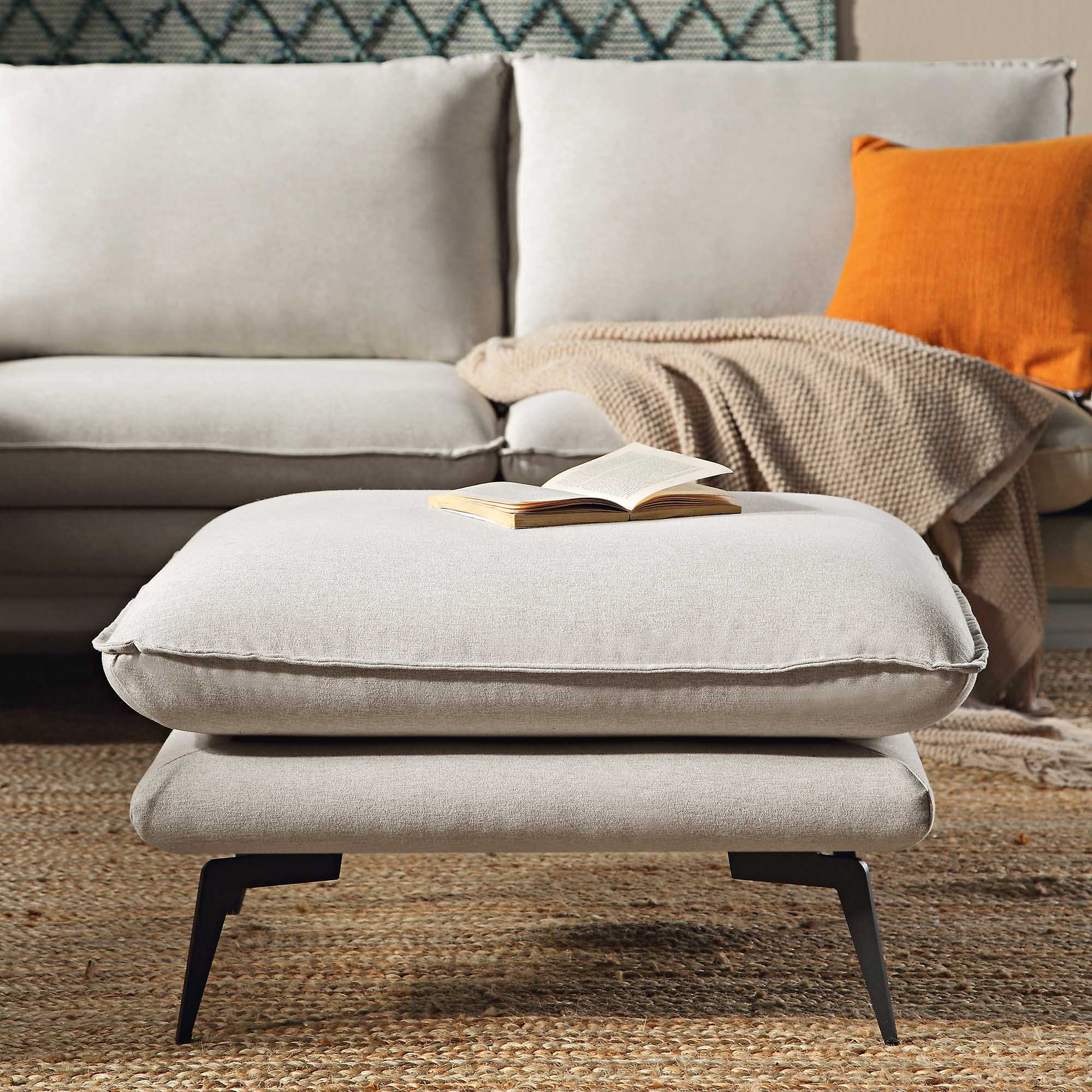 Obriel Oatmeal Fabric Footstool - Image 3