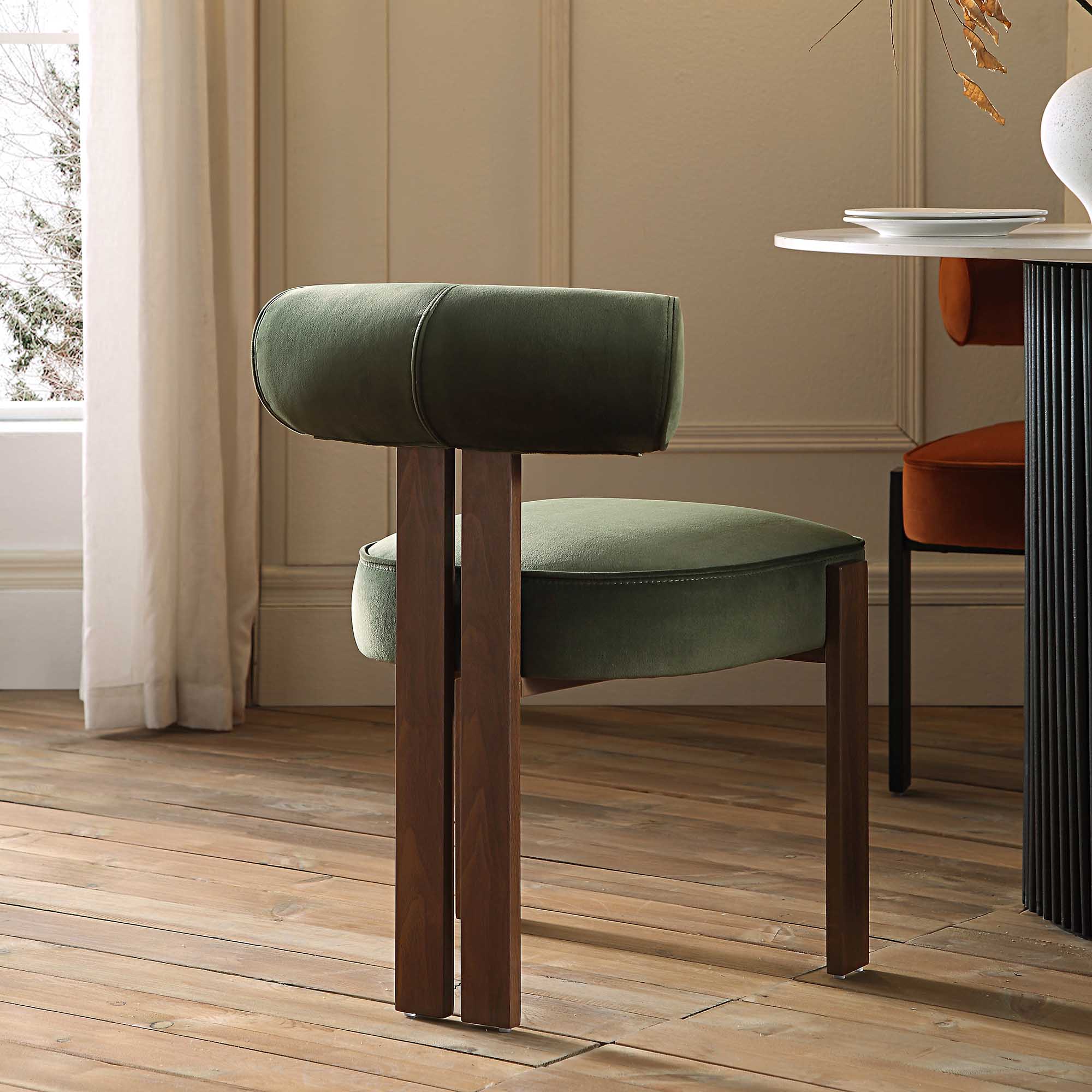 Ophelia Moss Green Velvet Dining Chair - Image 2
