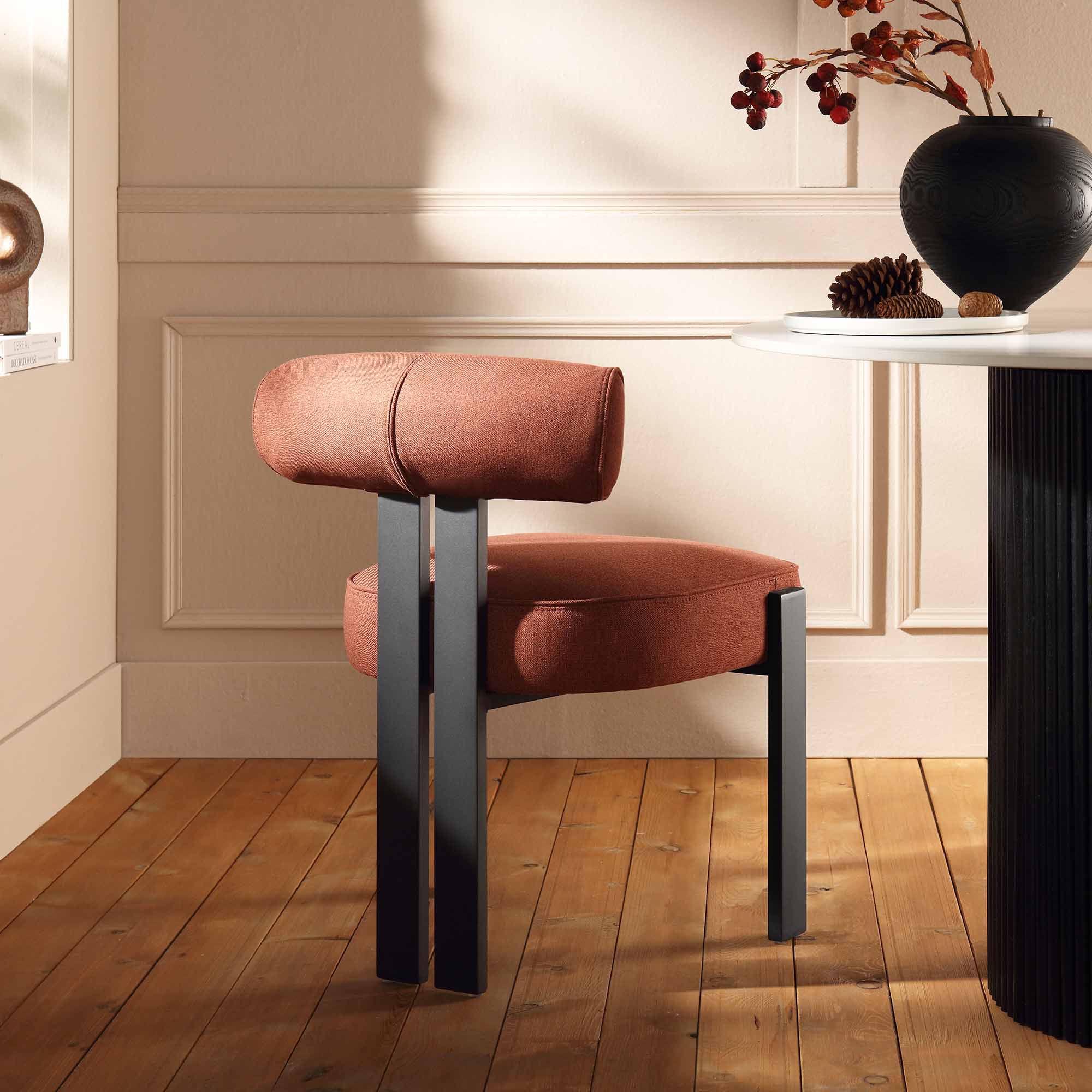 Ophelia Terracotta Fabric Dining Chair - Image 2