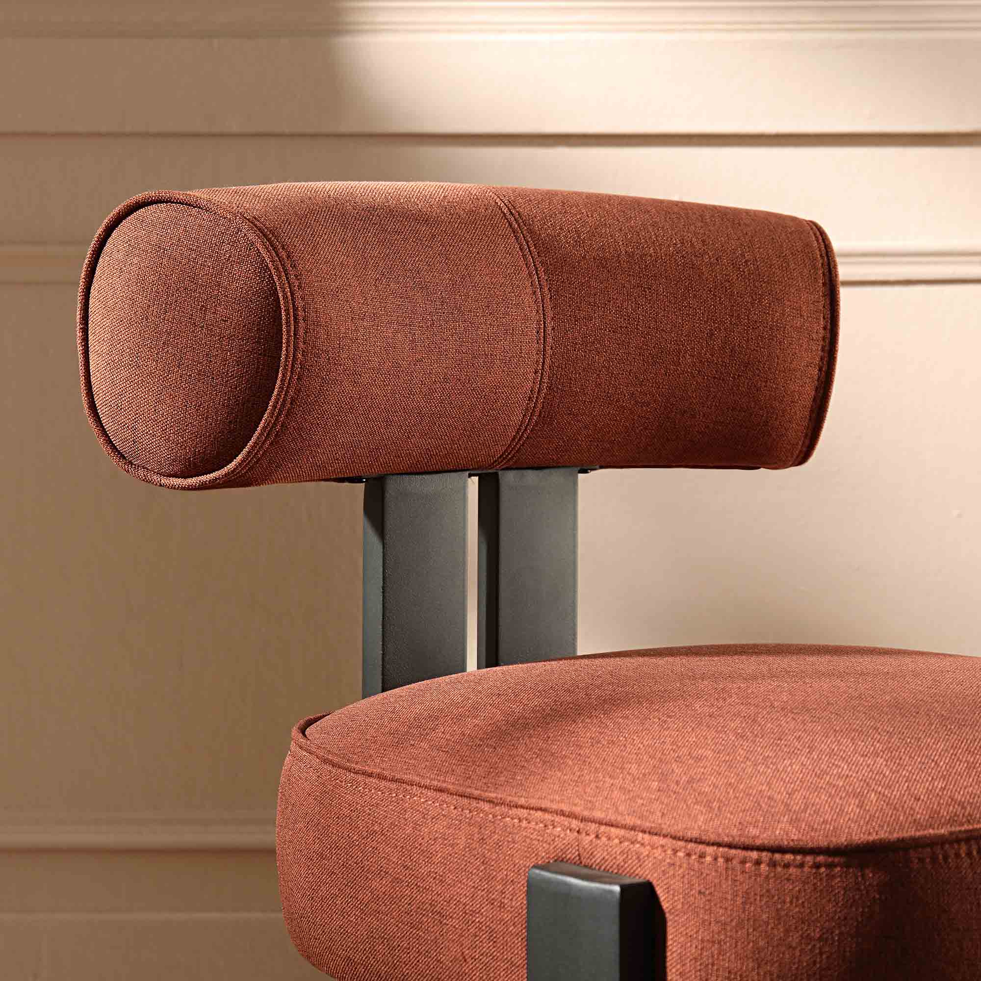 Ophelia Terracotta Fabric Dining Chair - Image 3