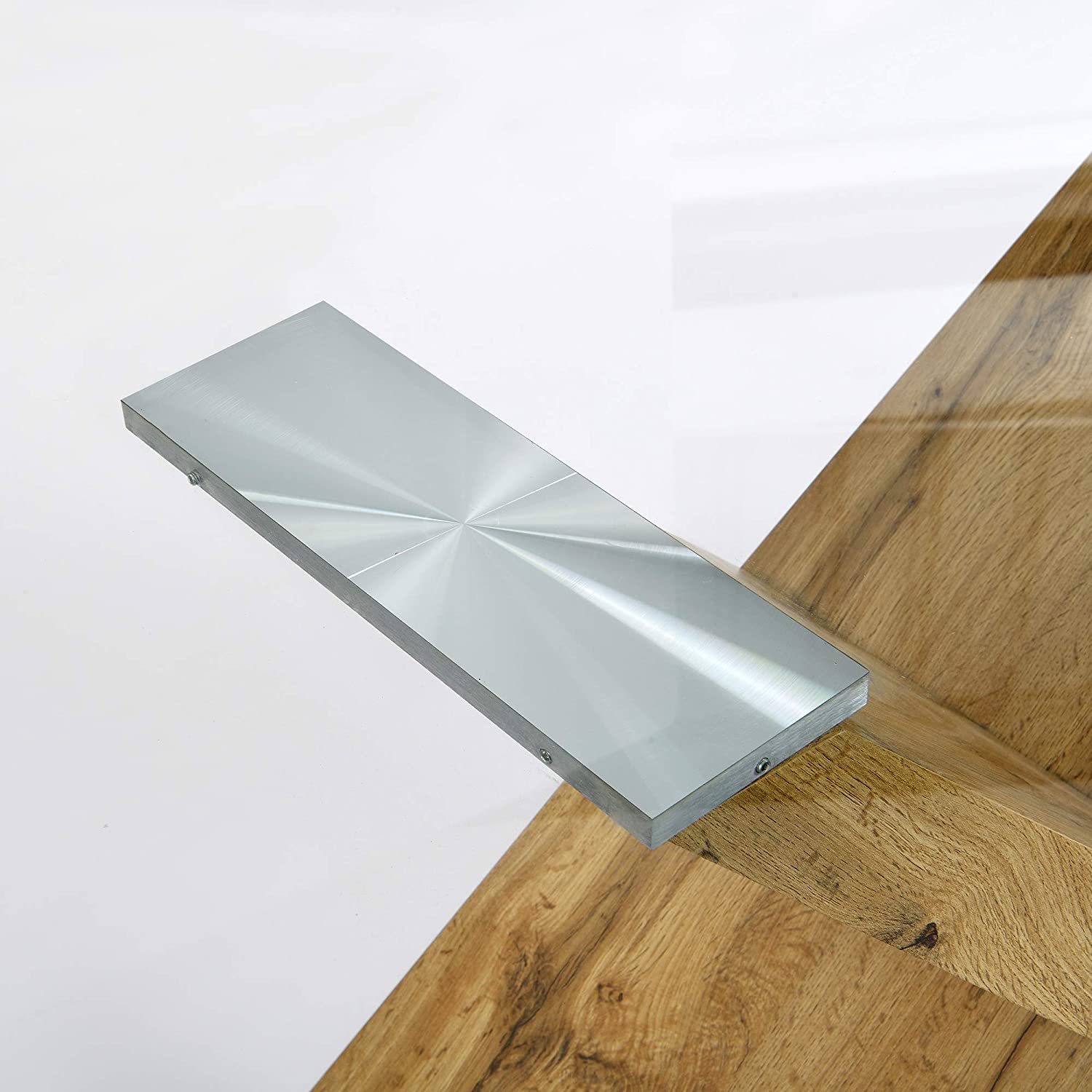 Orillia Oak Effect 160 cm Dining Table  with Clear Glass Top - Image 6