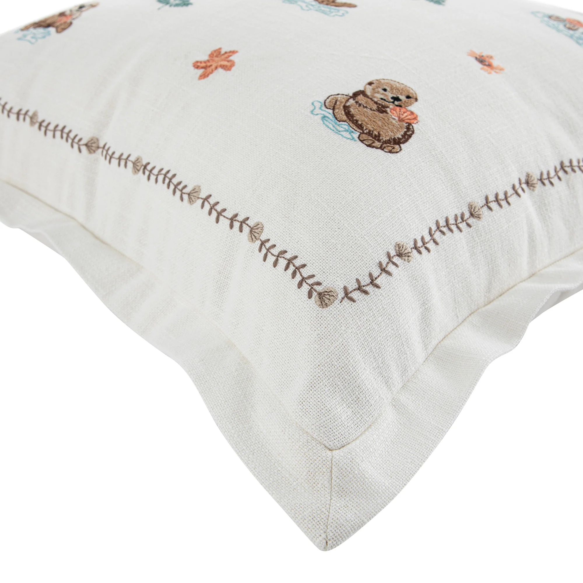 Whimsical Animals Otterly Adorable Hand Embroidered Cushion - Image 3