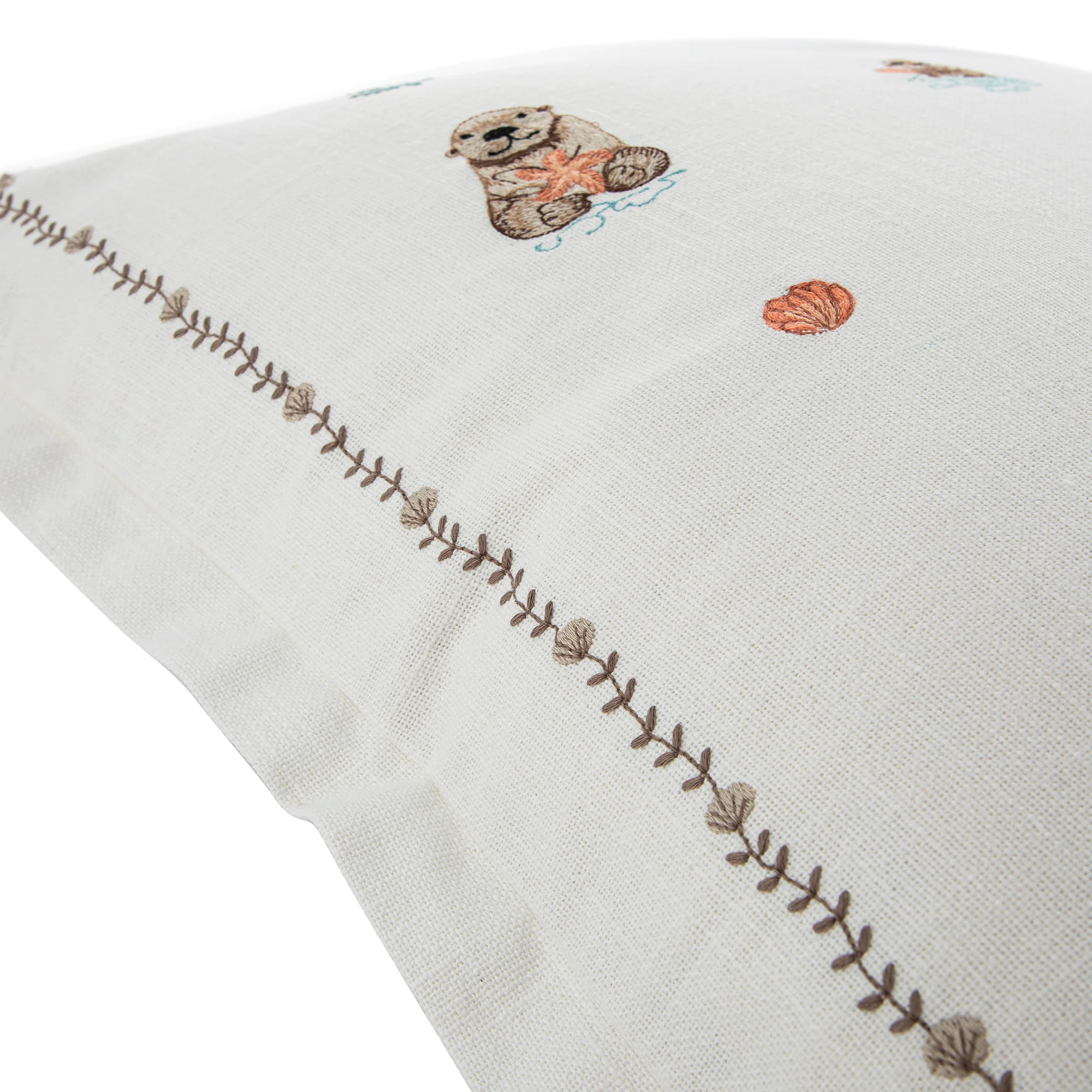 Whimsical Animals Otterly Adorable Hand Embroidered Cushion - Image 4