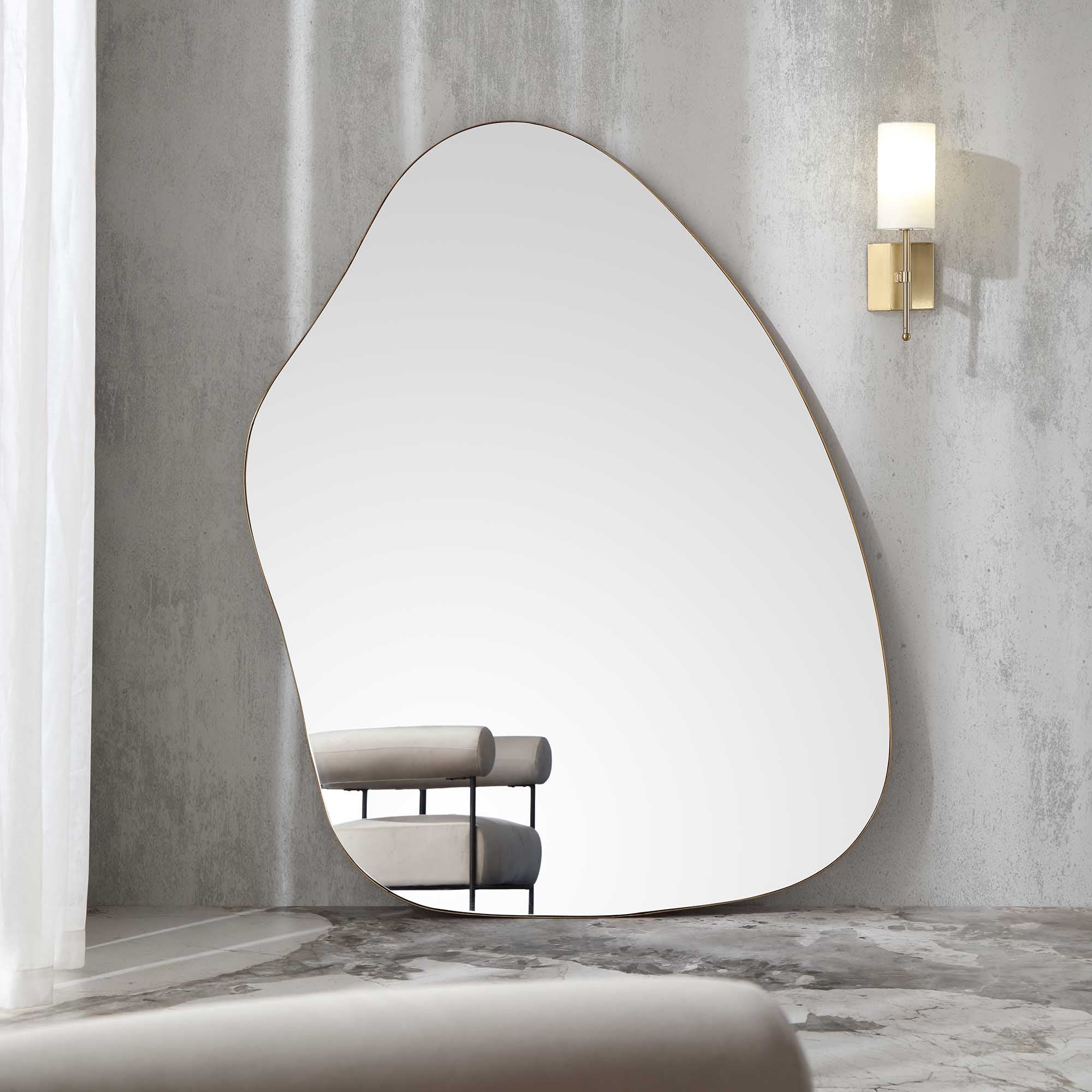 Pavia Irregular Shaped Extra Large Full Length Mirror 160 x 115 cm, Antique Gold - Image 2