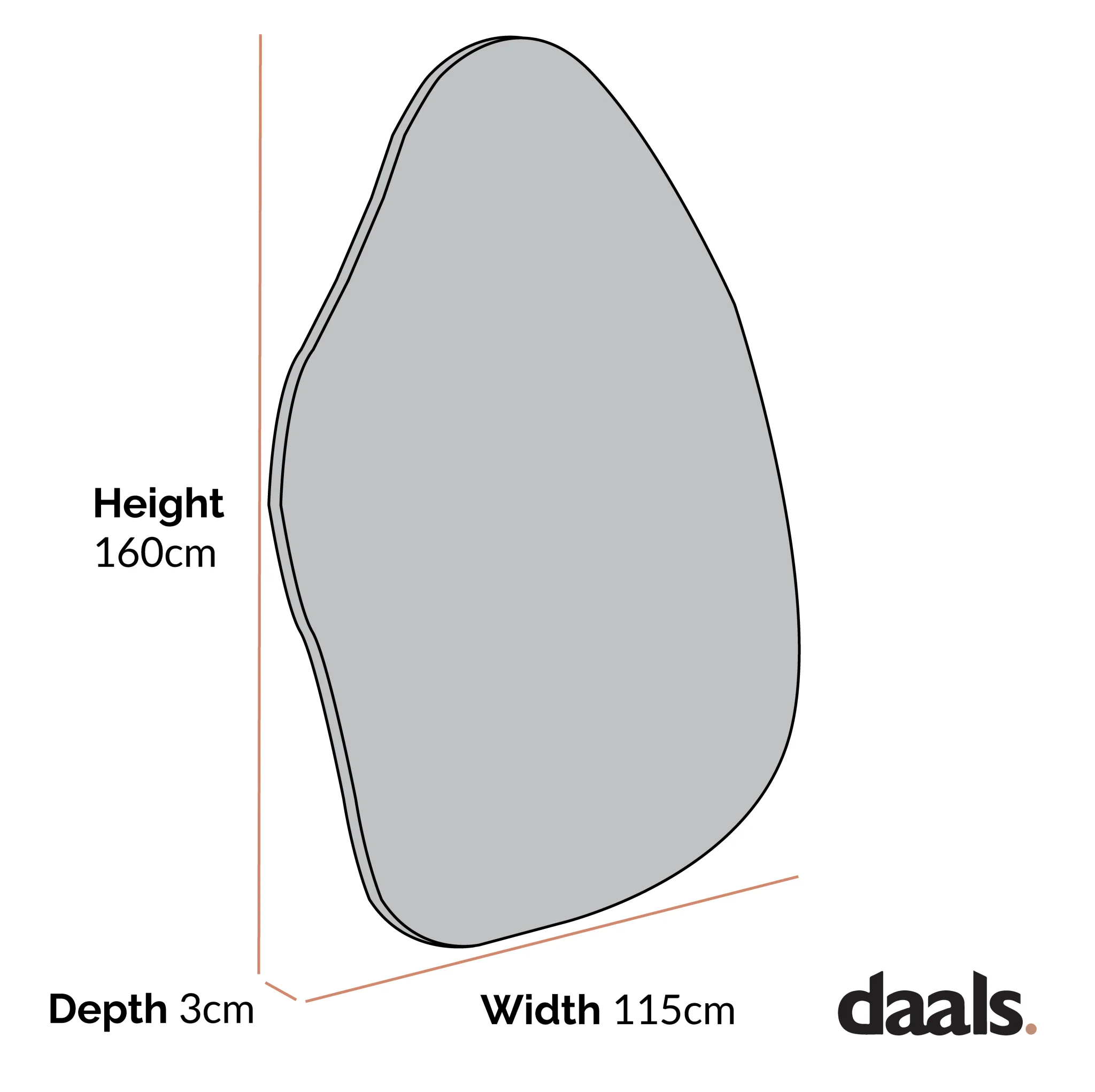 Pavia Irregular Shaped Extra Large Full Length Mirror 160 x 115 cm, Black - Image 5