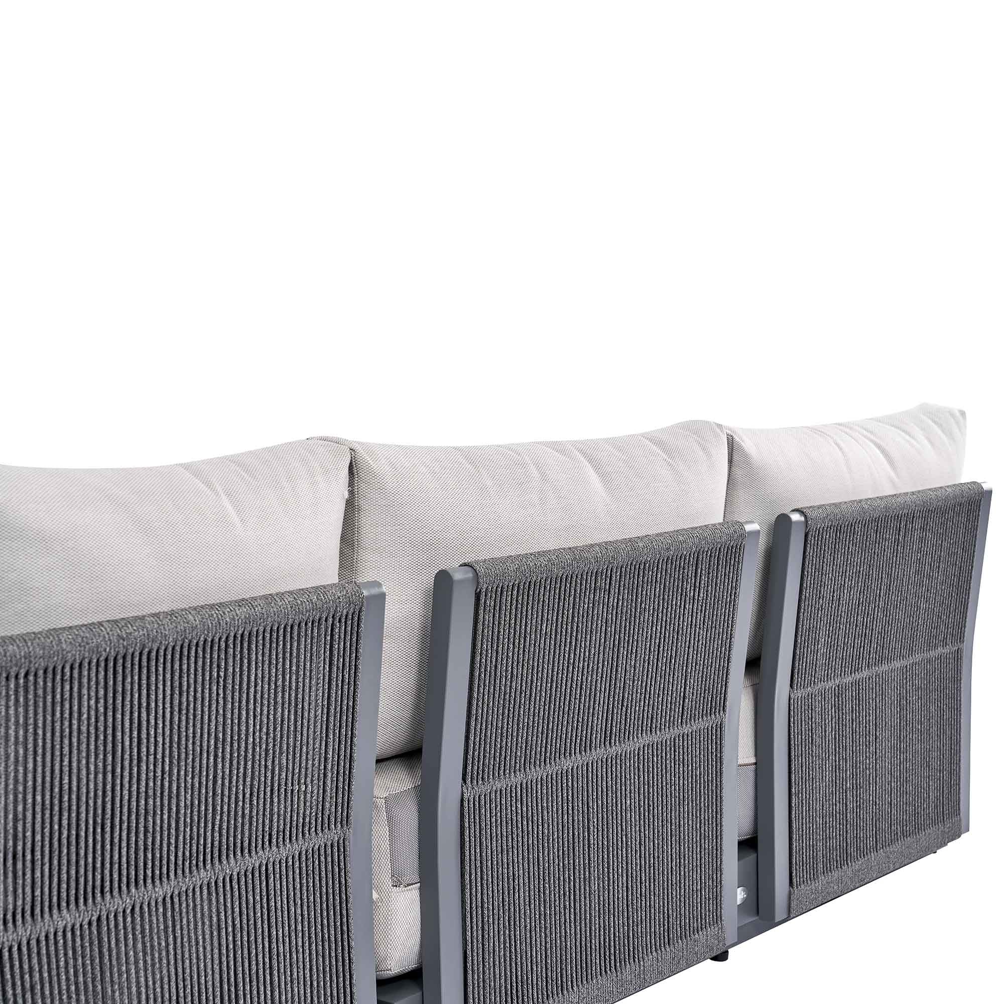 Pedra Rope and Aluminium Large Corner Casual Dining Set with Rising Table, Grey - Image 15