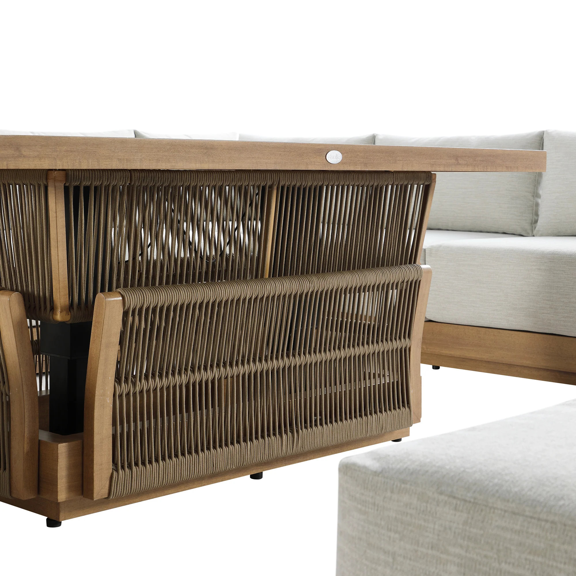 Pedra Rope and Aluminium Large Corner Casual Dining Set with Rising Table, Natural - Image 13