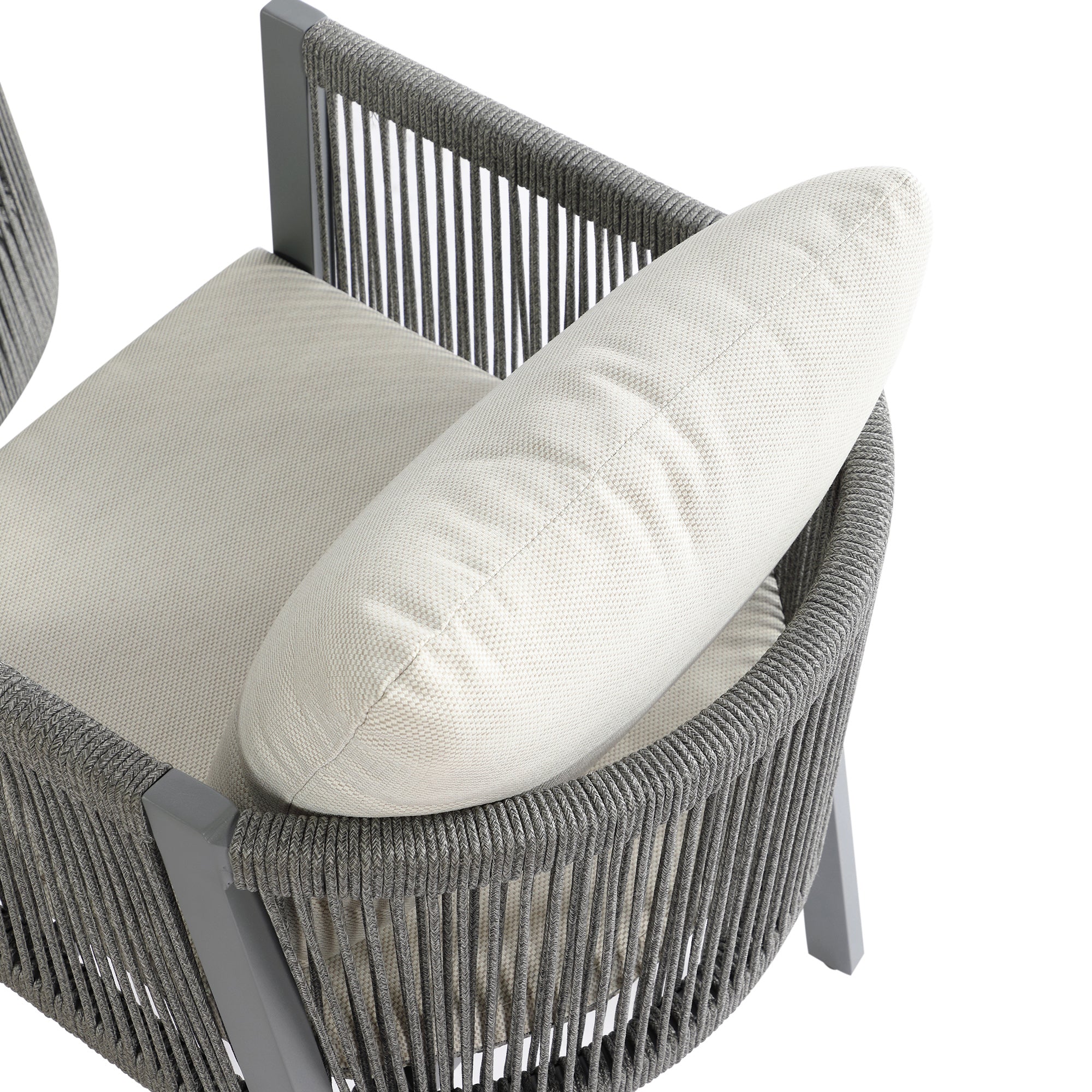 Pedra Rope and Aluminium Outdoor 4-Seater Round Dining Set, Grey - Image 21