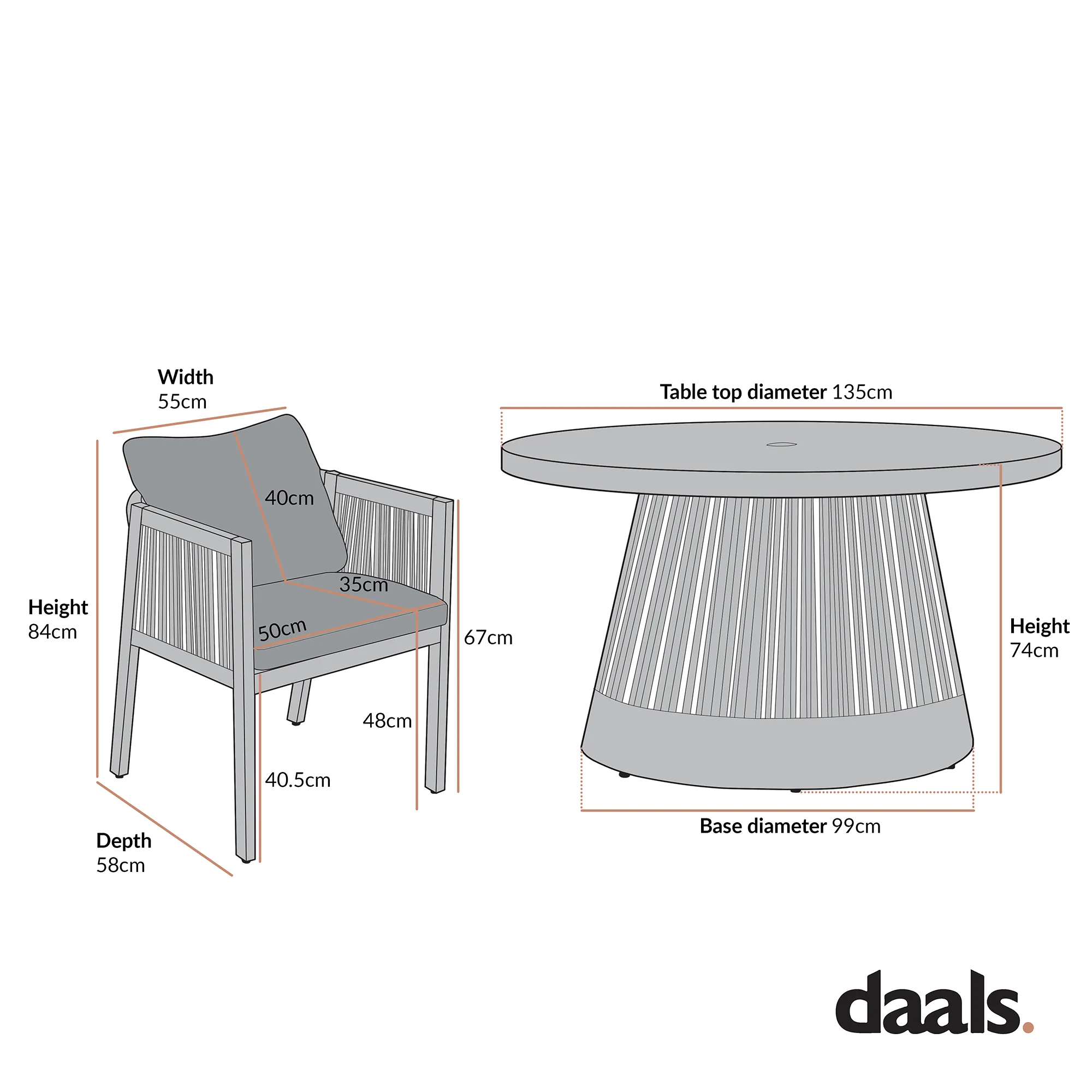 Pedra Rope and Aluminium Outdoor 6-Seater Round Dining Set, Natural - Image 11