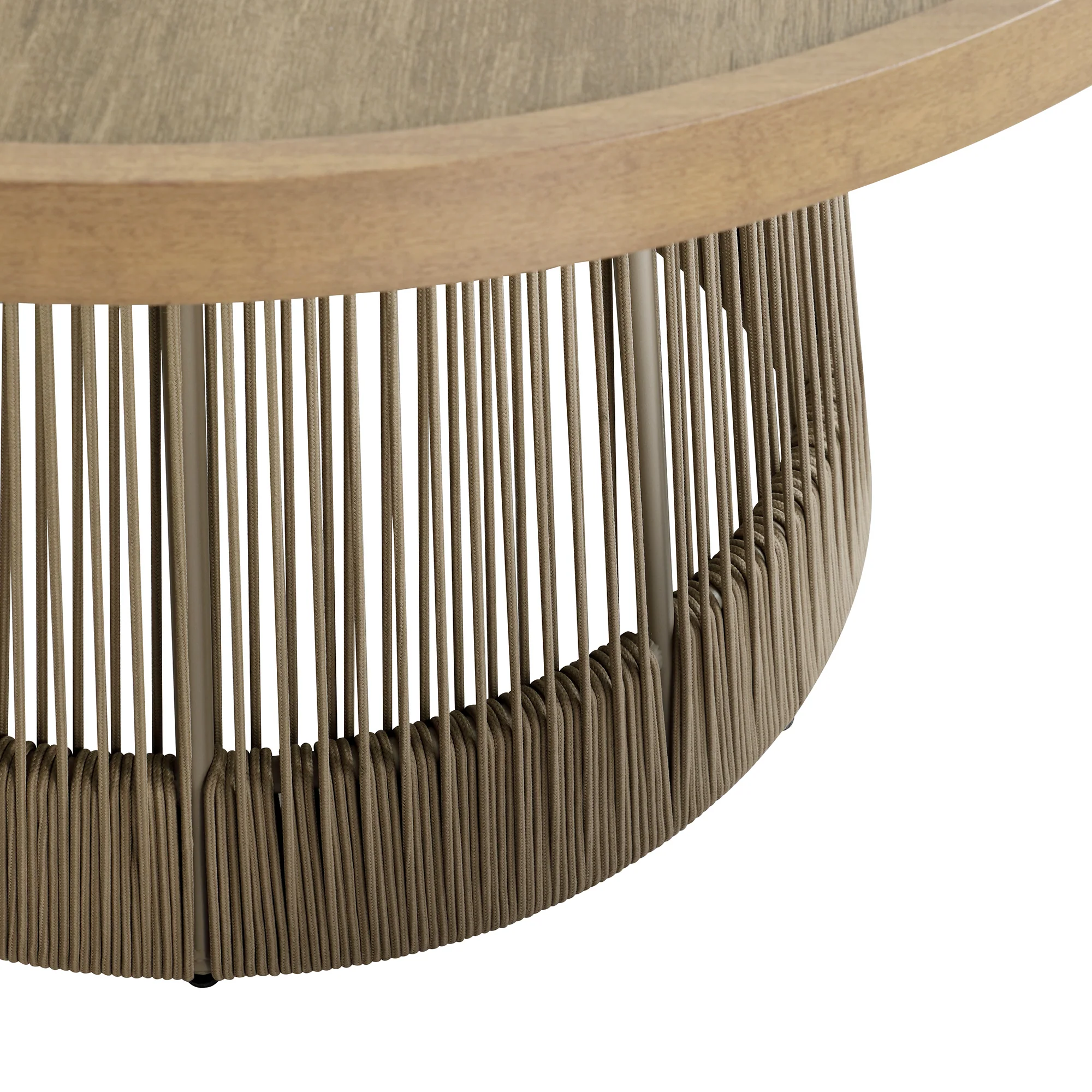Pedra Rope and Aluminium Outdoor 6-Seater Round Dining Set, Natural - Image 16