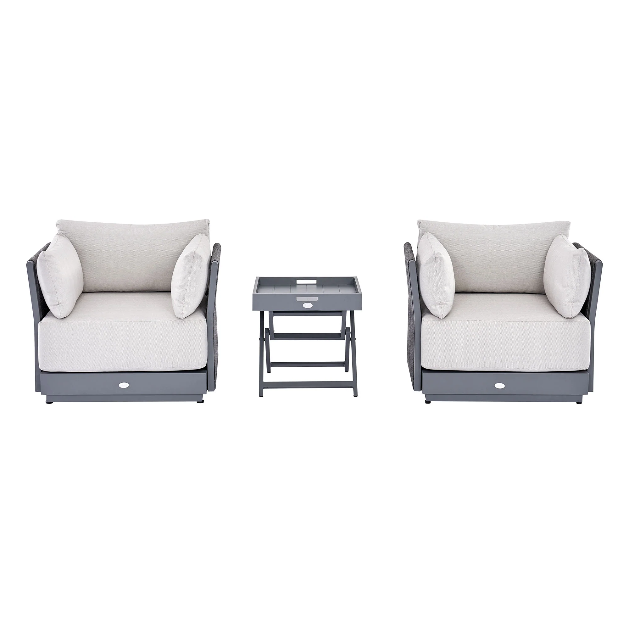 Pedra Rope and Aluminium Outdoor Bistro Set, Grey - Image 4