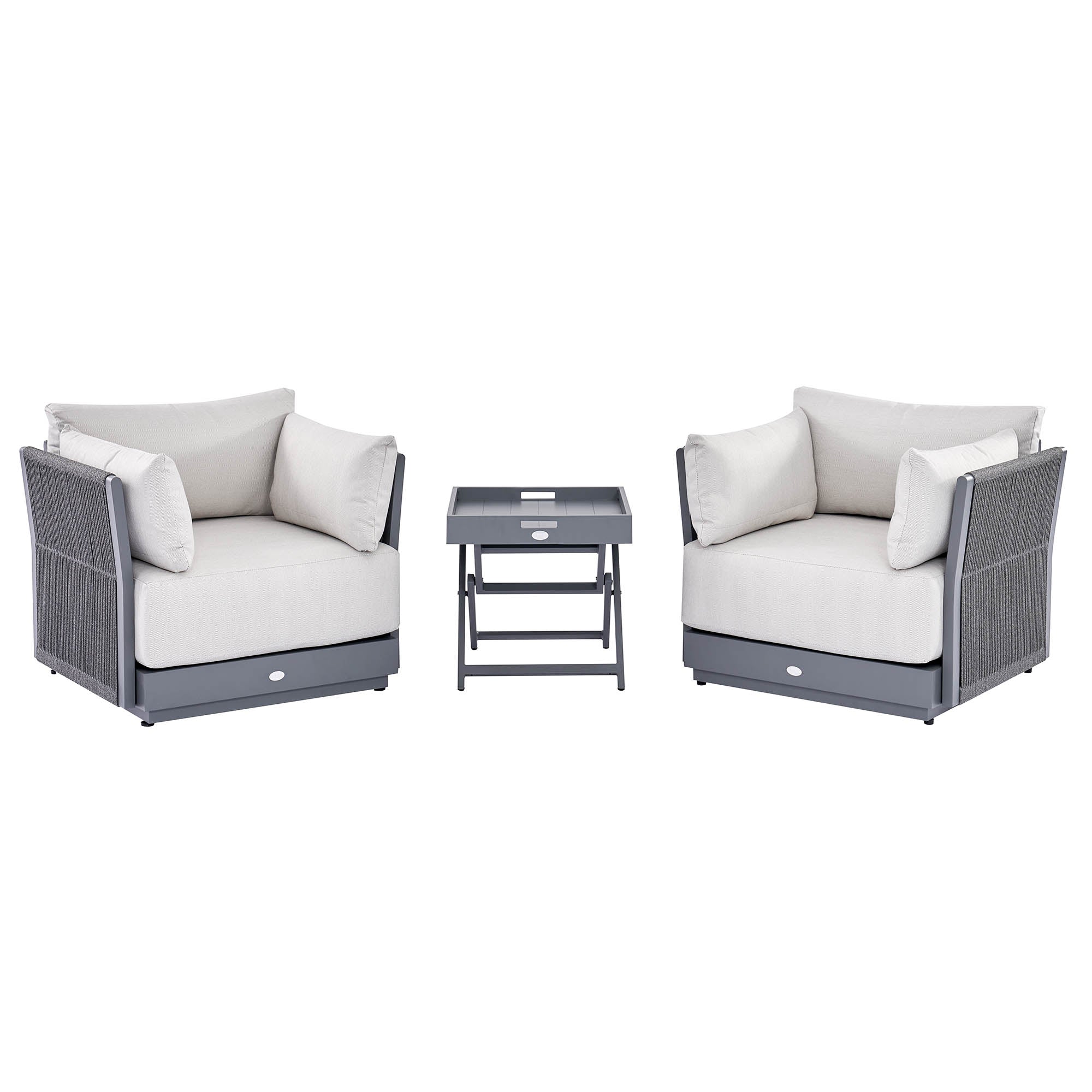 Pedra Rope and Aluminium Outdoor Bistro Set, Grey - Image 5