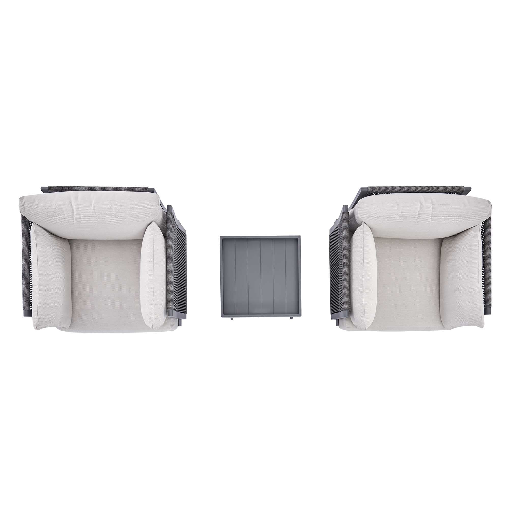 Pedra Rope and Aluminium Outdoor Bistro Set, Grey - Image 8