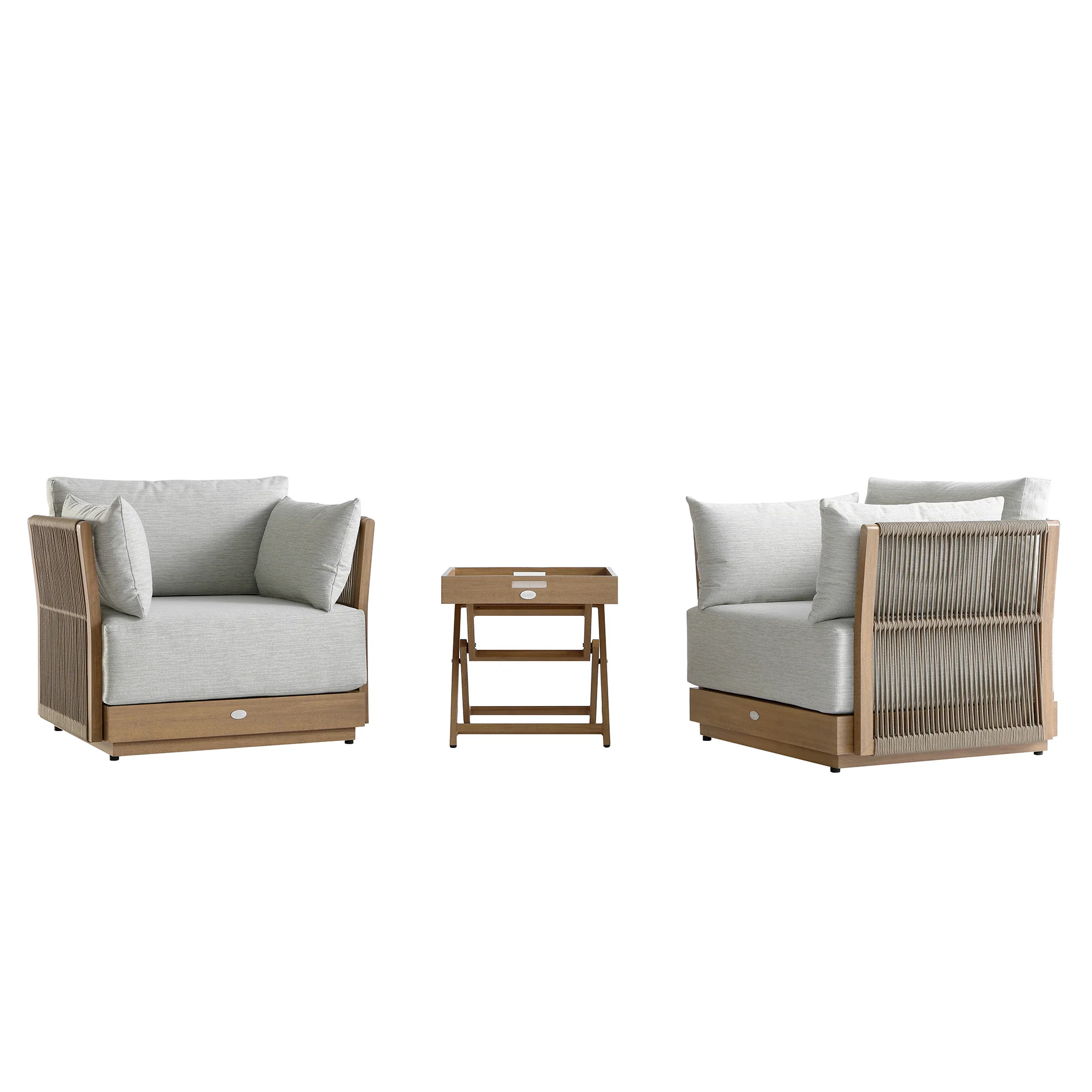 Pedra Rope and Aluminium Outdoor Bistro Set, Natural - Image 9