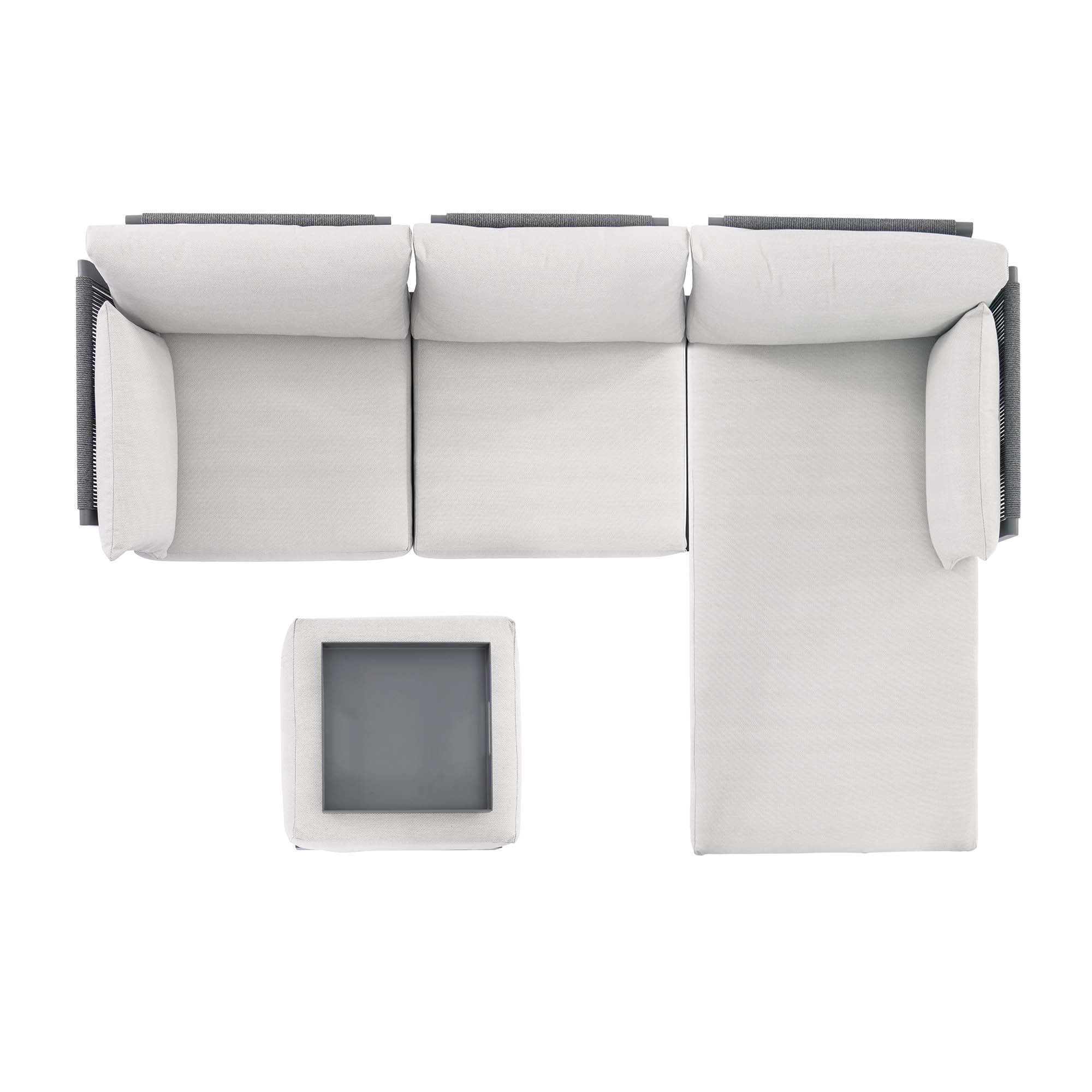 Pedra Rope and Aluminium Outdoor Chaise Sofa Set, Grey - Image 11