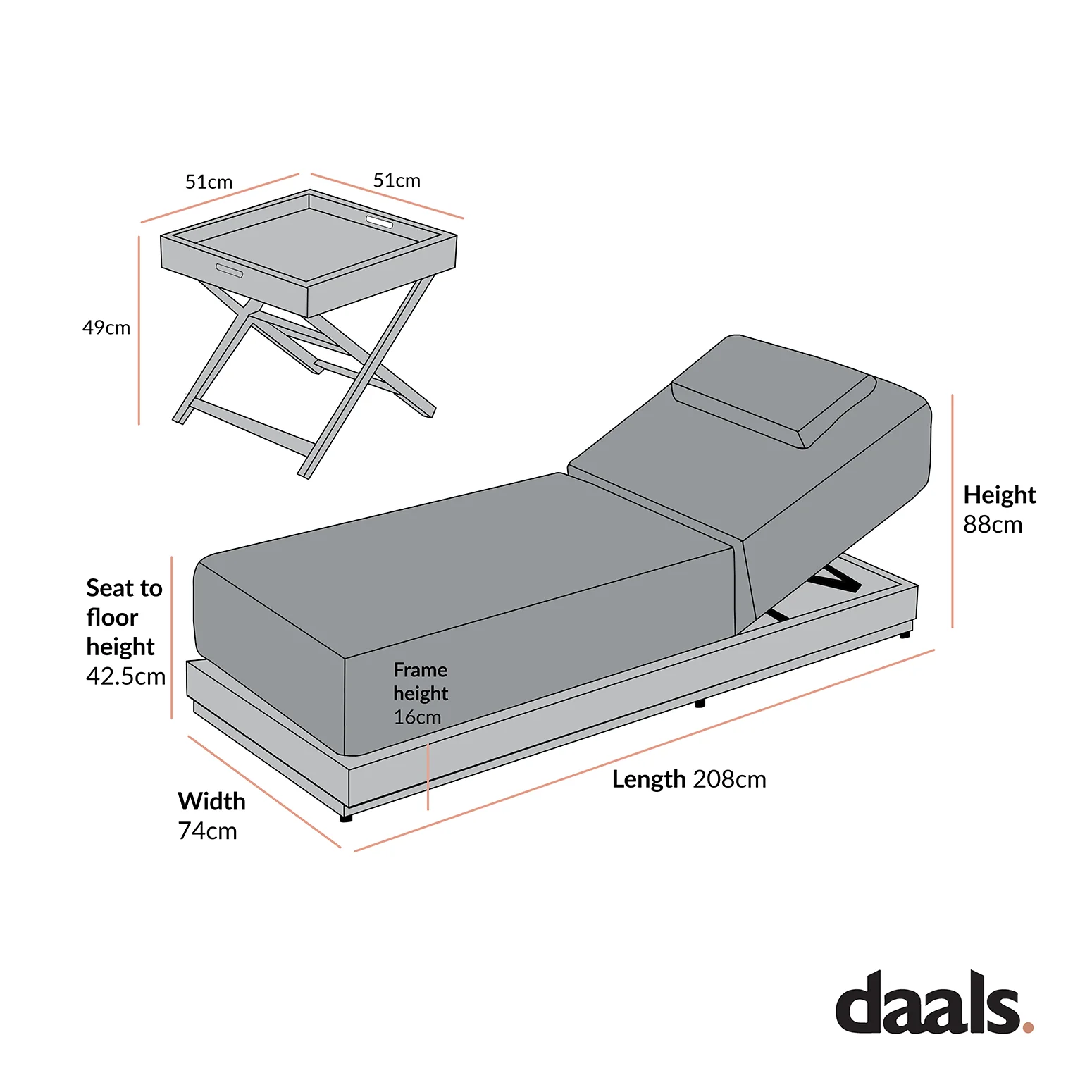 Pedra Rope and Aluminium Outdoor Sun Lounger and Side Table Set, Grey - Image 8