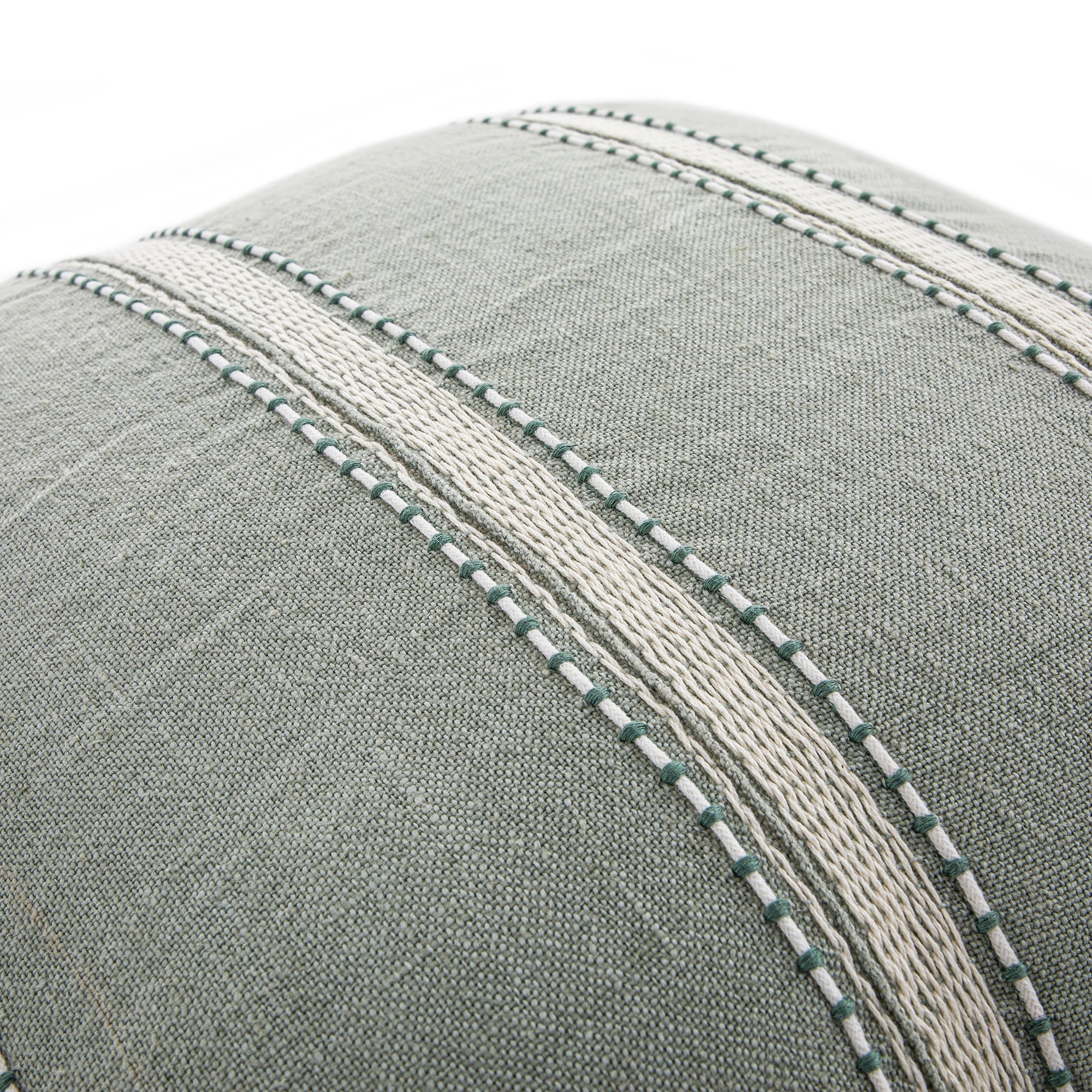 Pembroke Stripe 100% Linen Green Cushion - Image 2