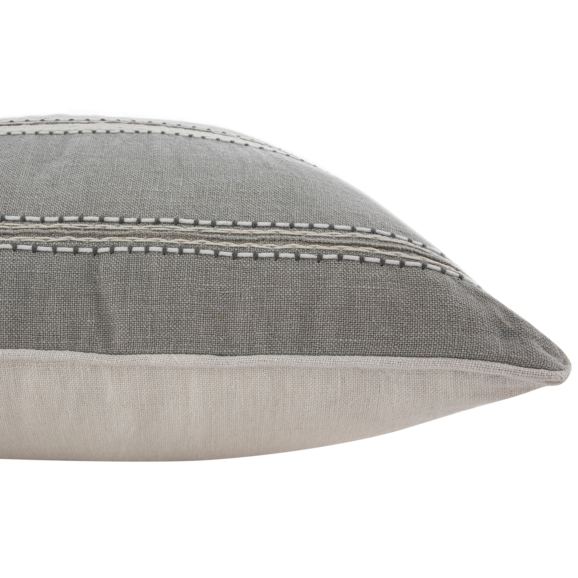Pembroke Stripe 100% Linen Grey Cushion - Image 4