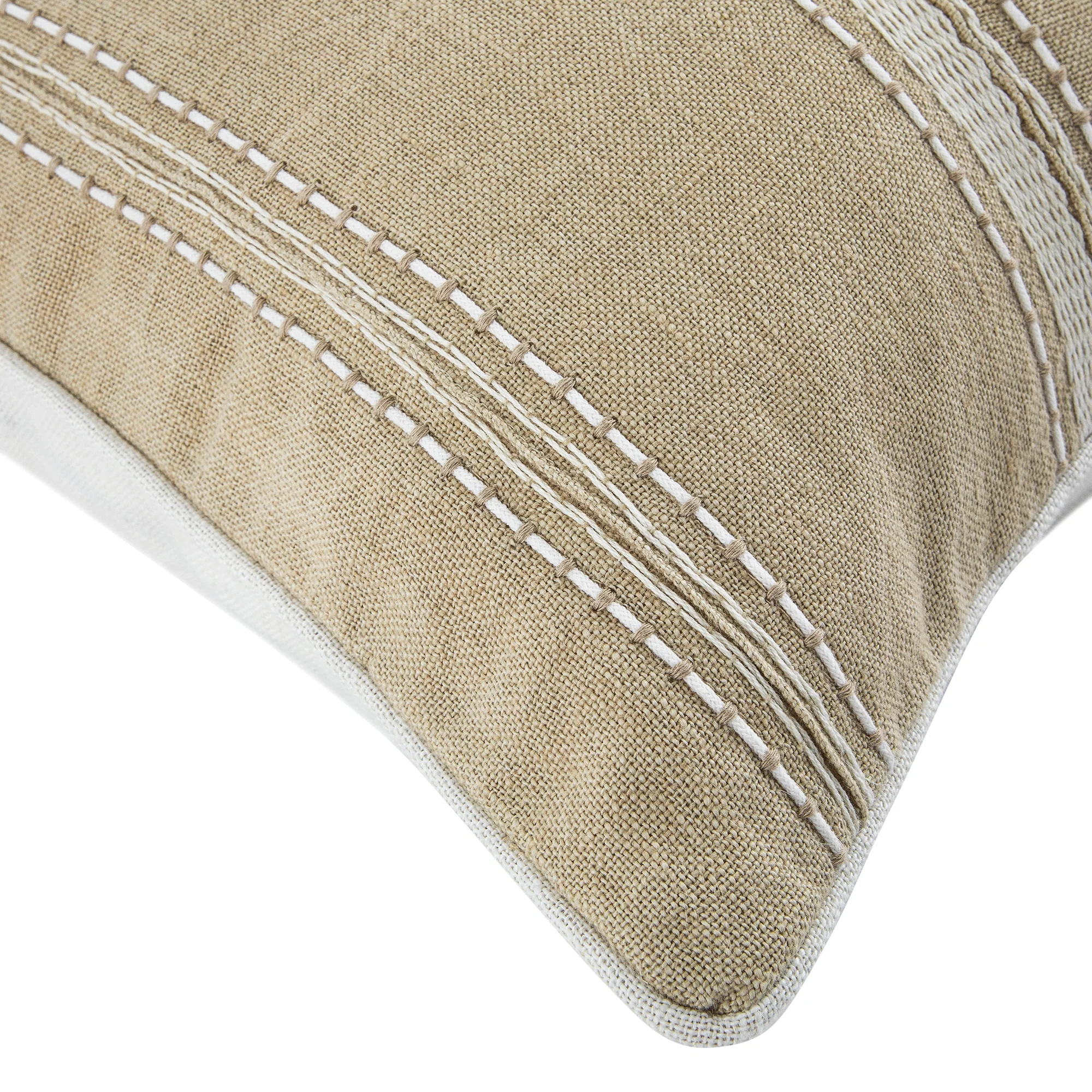 Pembroke Stripe 100% Linen Oatmeal Cushion - Image 3