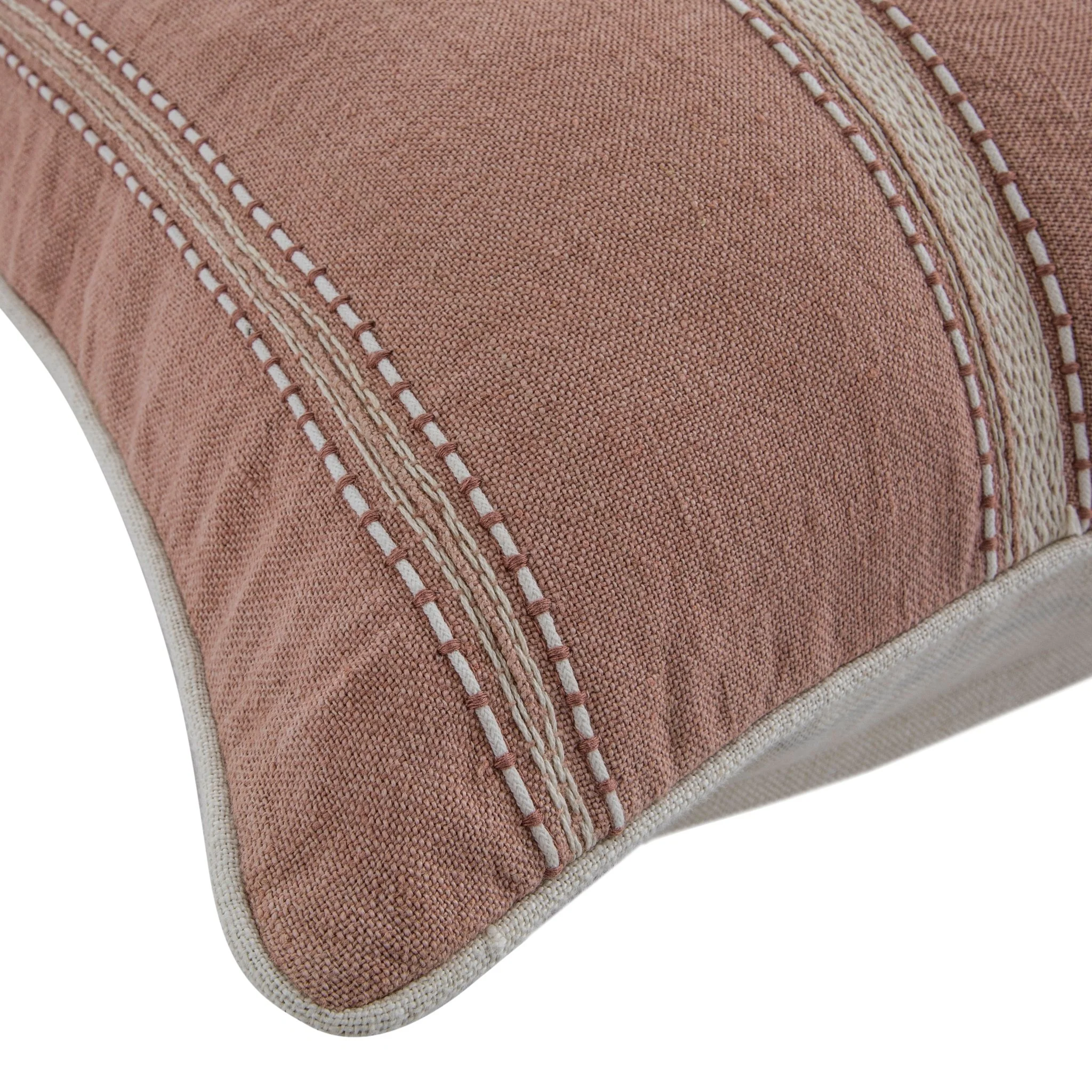 Pembroke Stripe 100% Linen Pink Cushion - Image 3