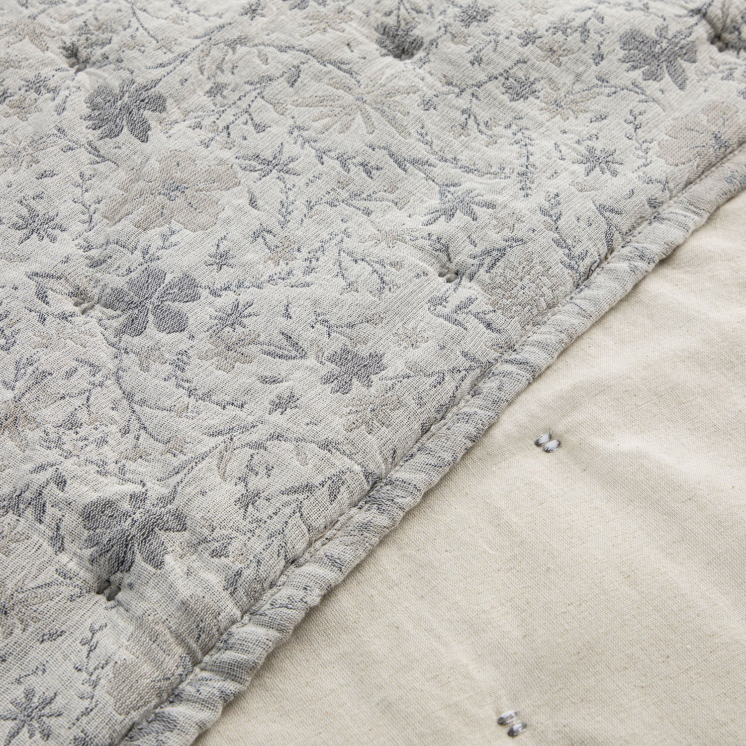 Penelope Grey Ditsy Floral Jacquard Quilted Cotton Bedspread - Image 4