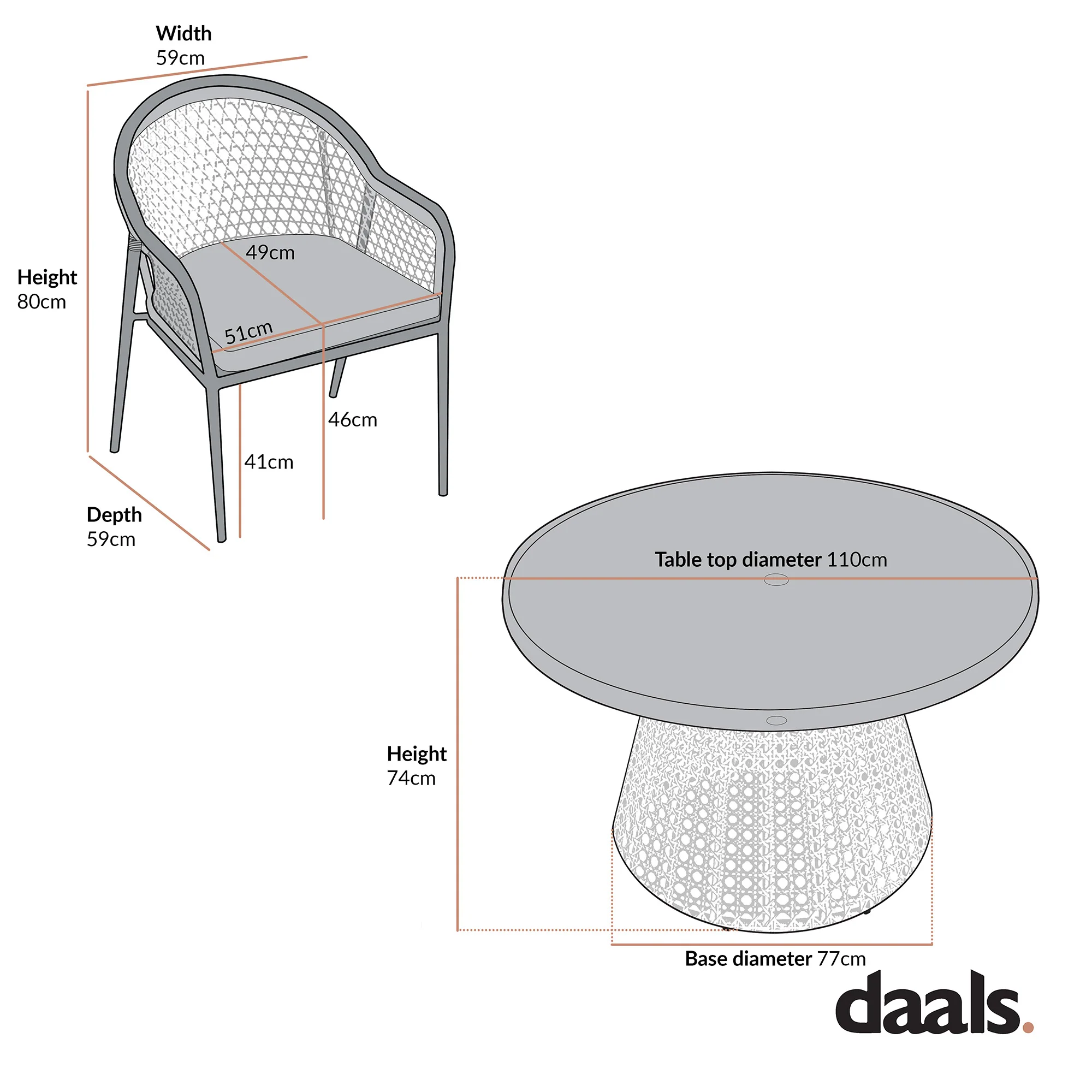 Pienza Outdoor Rattan 4-Seater Round Dining Set, Sage Green Fabric with Light Walnut Frame - Image 9
