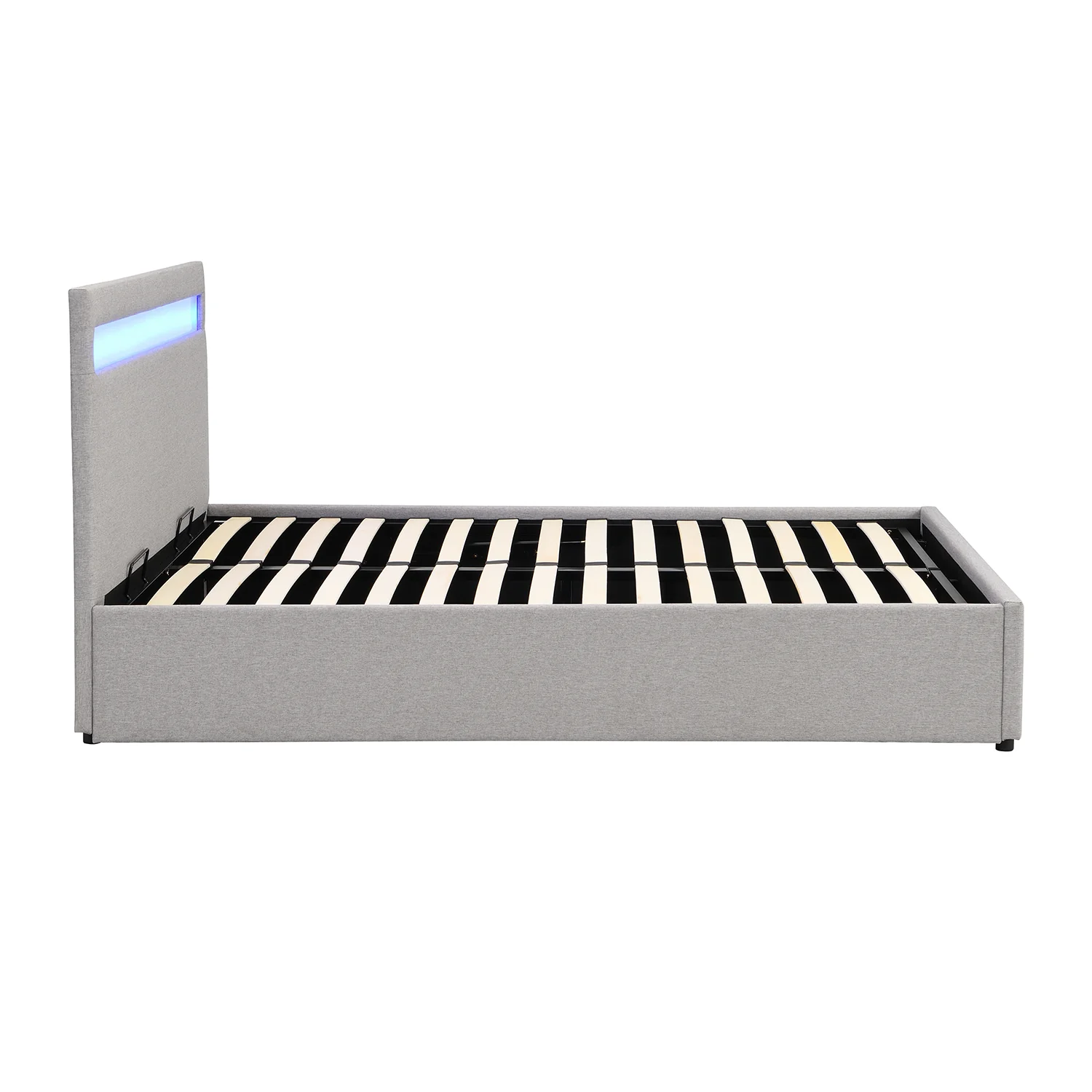 Pimlico End Opening Ottoman Storage Bed Frame with Multi-colour LED Headboard (Grey Fabric) - Image 6