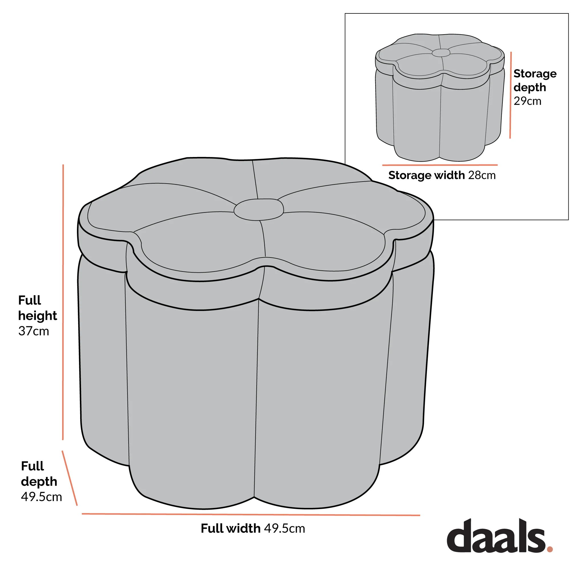 Pollie White Teddy Boucle Storage Stool - Image 5