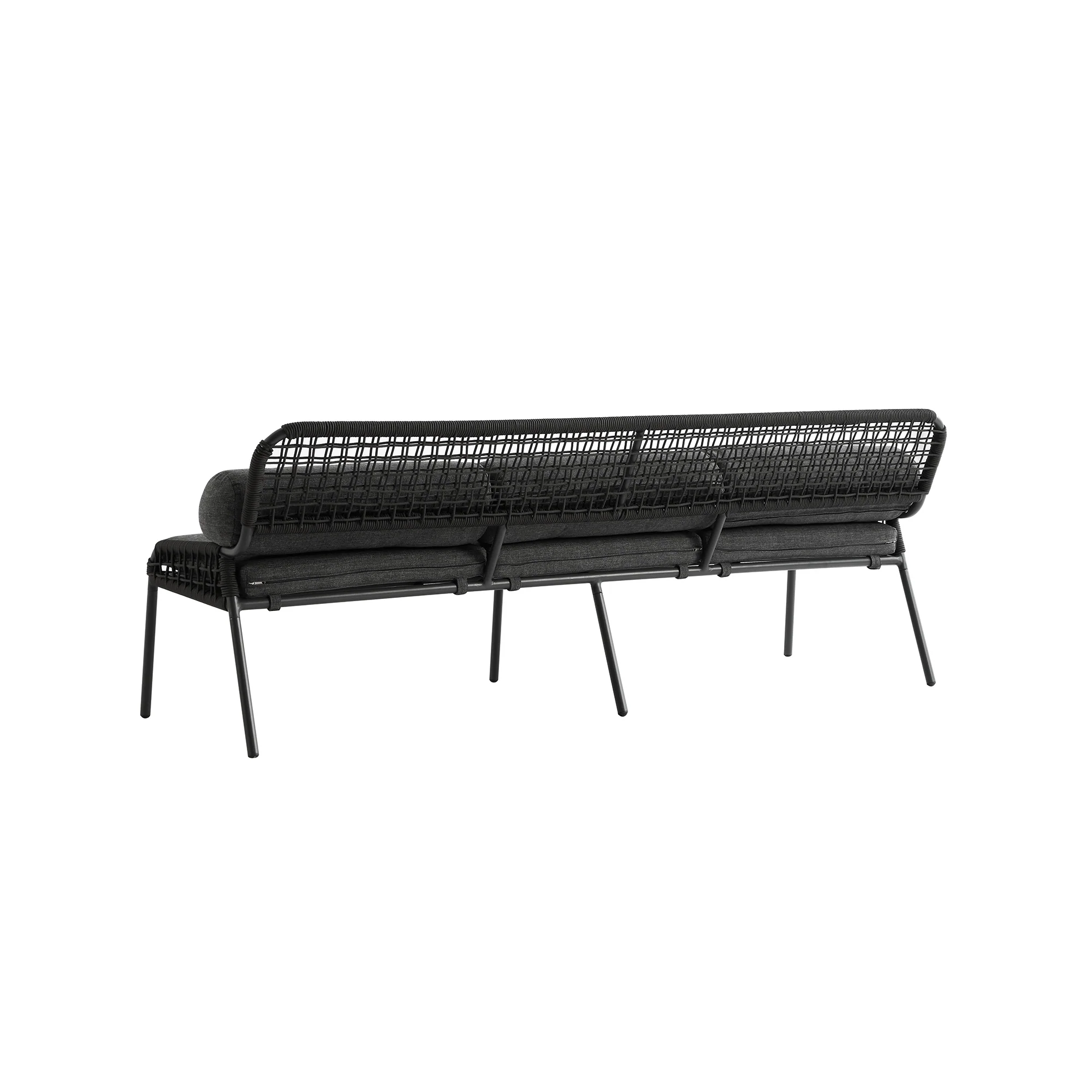 Pomona Rope Weave 5-Seater Sofa Set, Dark Grey Fabric with Black Frame - Image 15