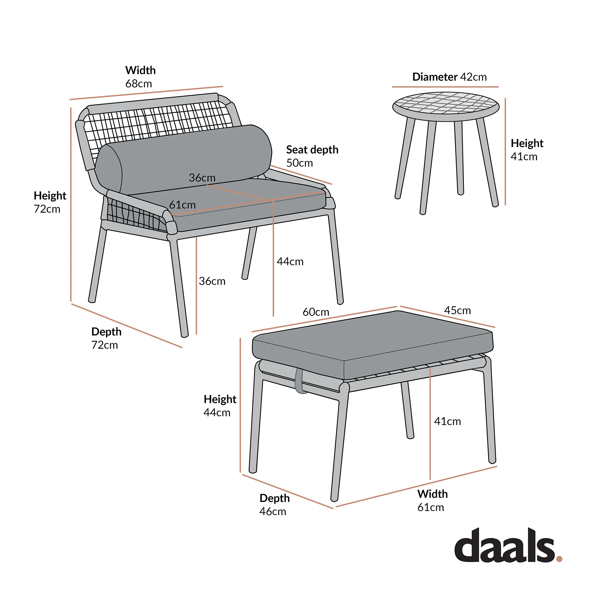 Pomona Rope Weave Bistro Set, Dark Grey Fabric with Black Frame - Image 11
