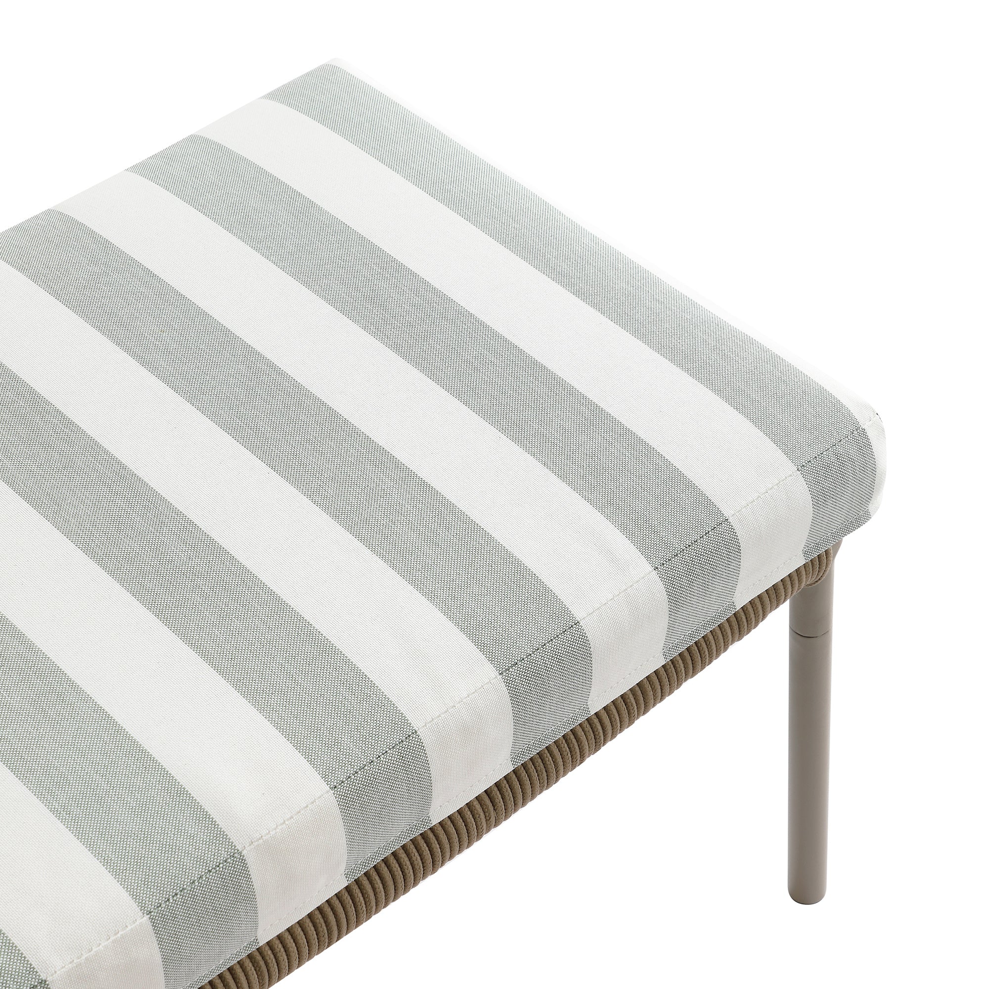 Pomona Rope Weave Bistro Set, Sage Striped Fabric with Taupe Frame - Image 17