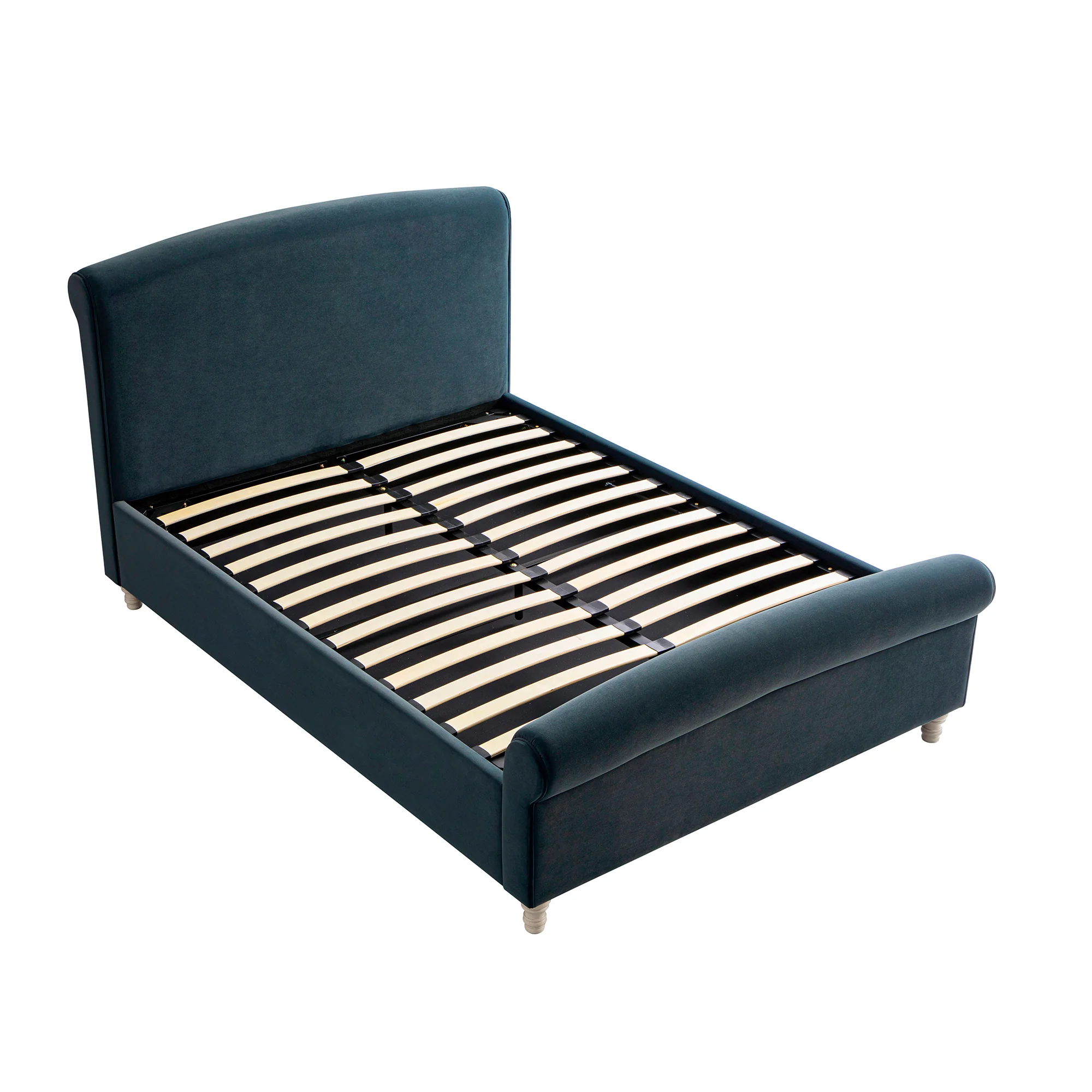 Porchester Ottoman Storage Sleigh Bed, Aegean Blue Velvet - Image 12