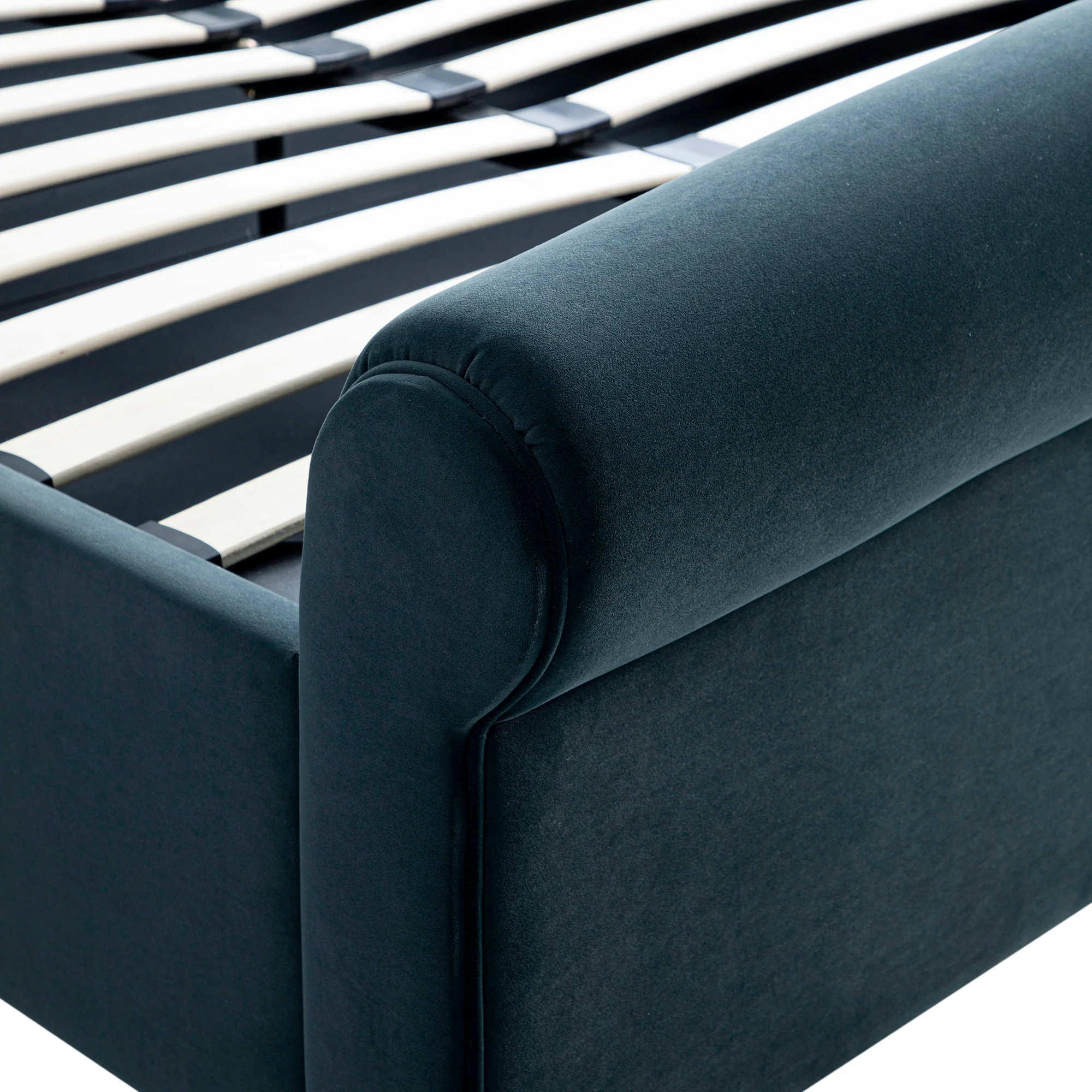 Porchester Ottoman Storage Sleigh Bed, Aegean Blue Velvet - Image 16