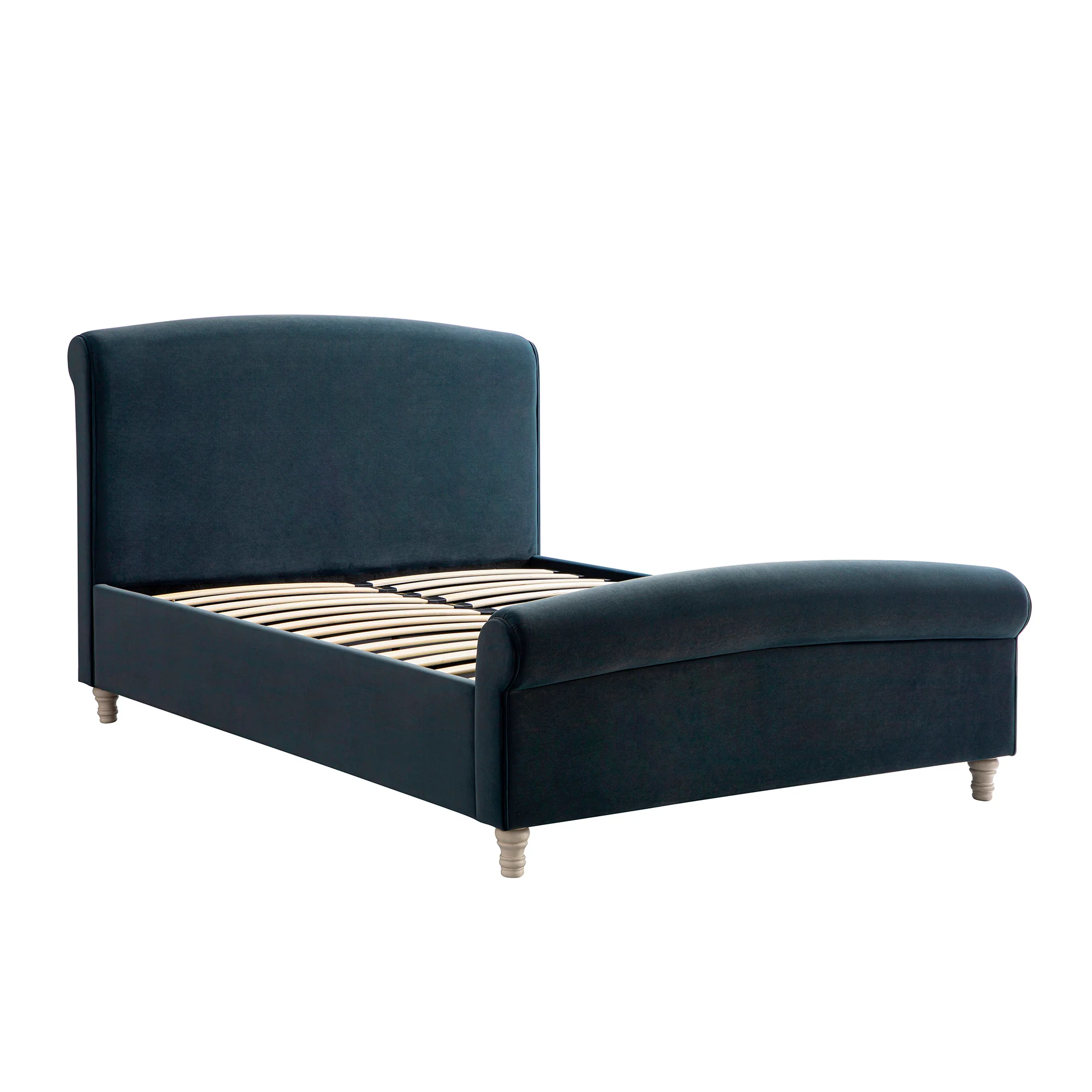 Porchester Ottoman Storage Sleigh Bed, Aegean Blue Velvet - Image 9