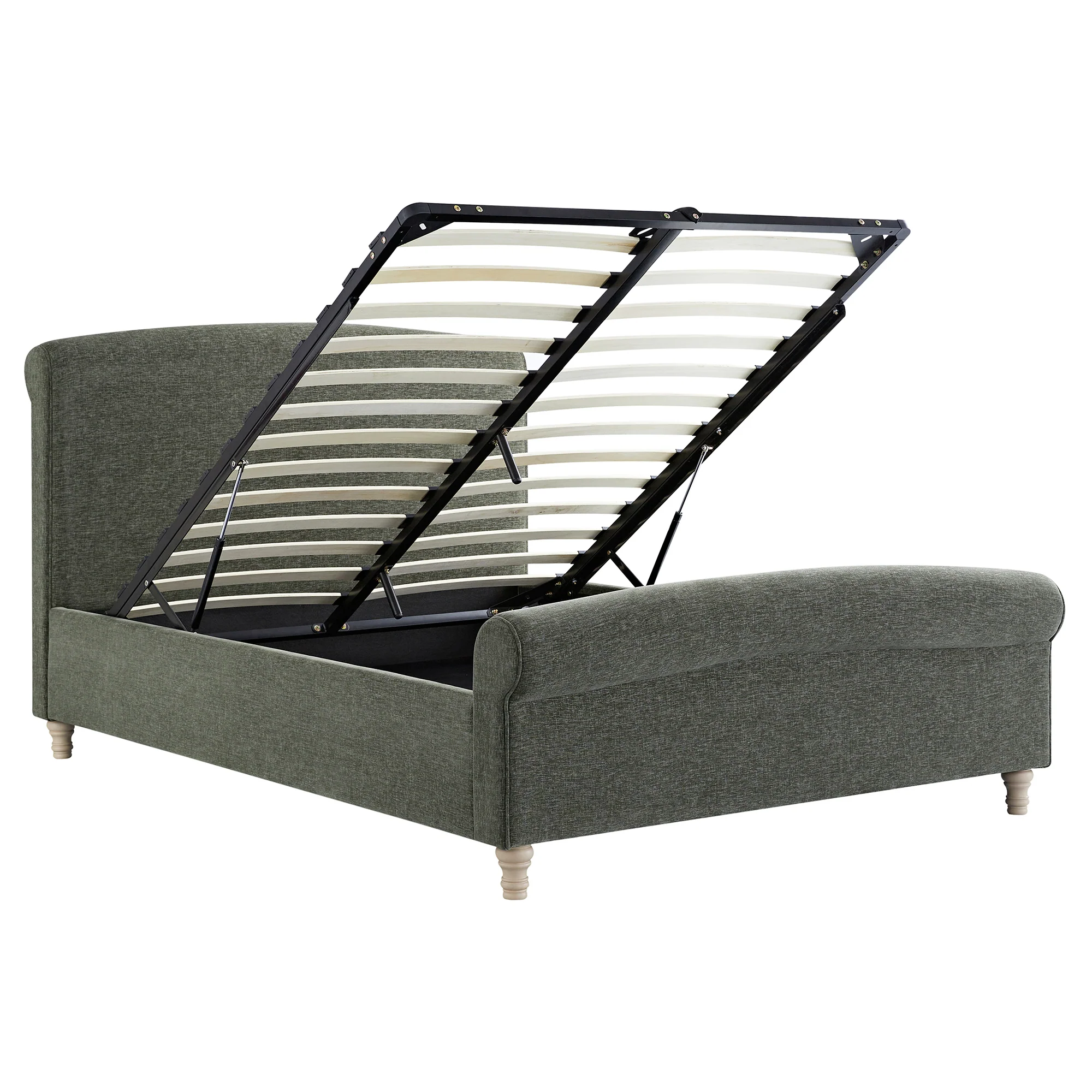 Porchester Ottoman Storage Sleigh Bed, Forest Green Chenille - Image 12