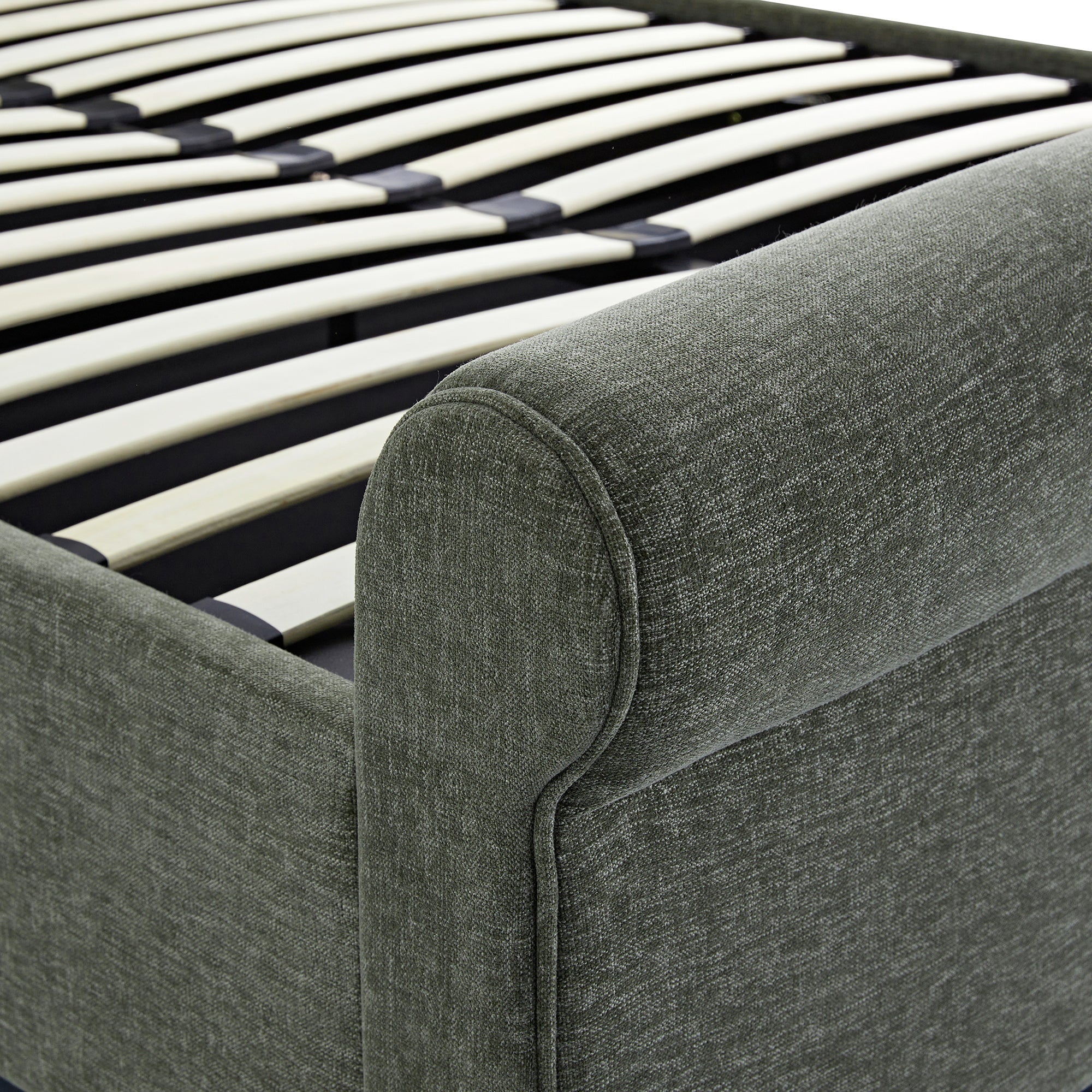 Porchester Ottoman Storage Sleigh Bed, Forest Green Chenille - Image 18