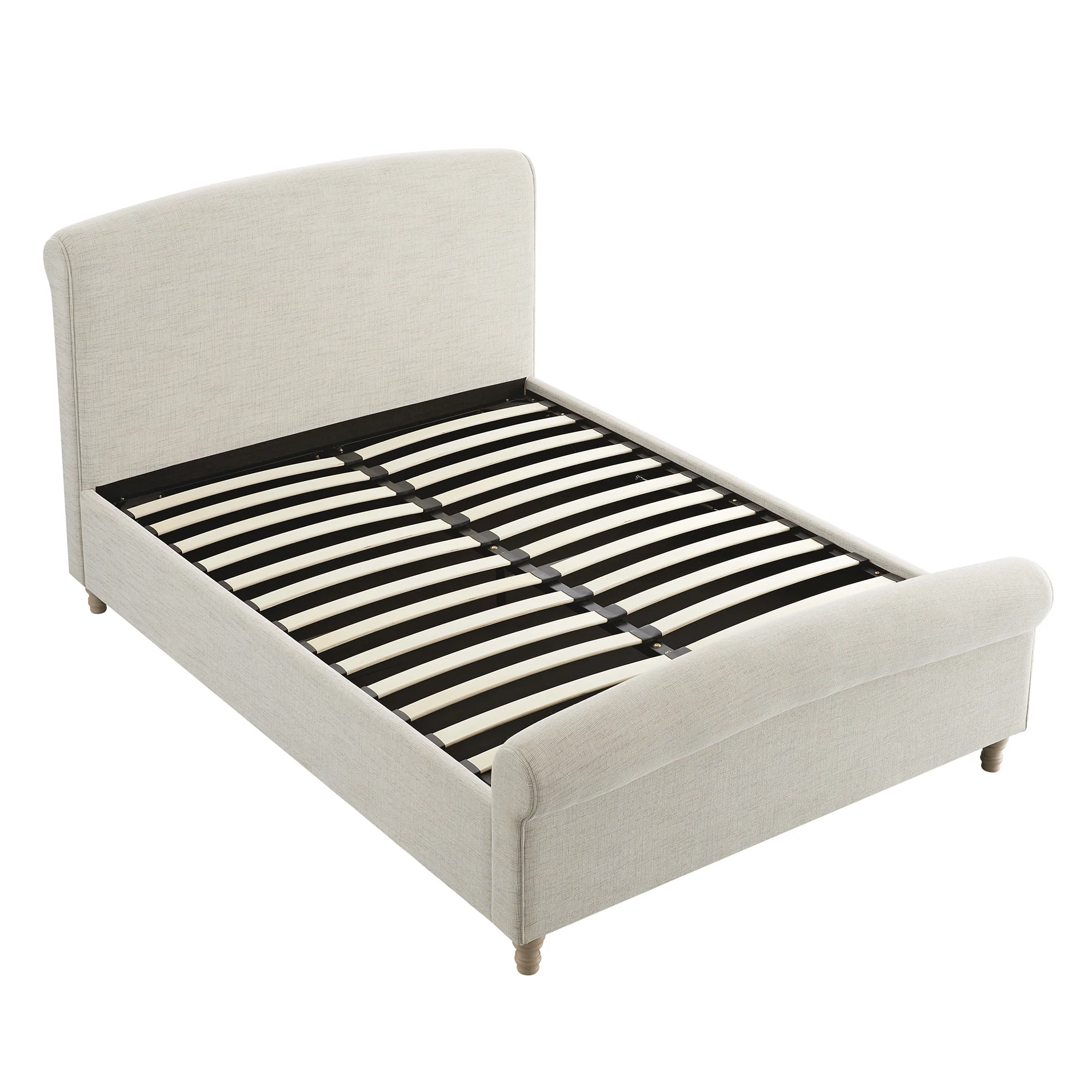 Porchester Ottoman Storage Sleigh Bed, Oatmeal Woven Textured Fabric - Image 14