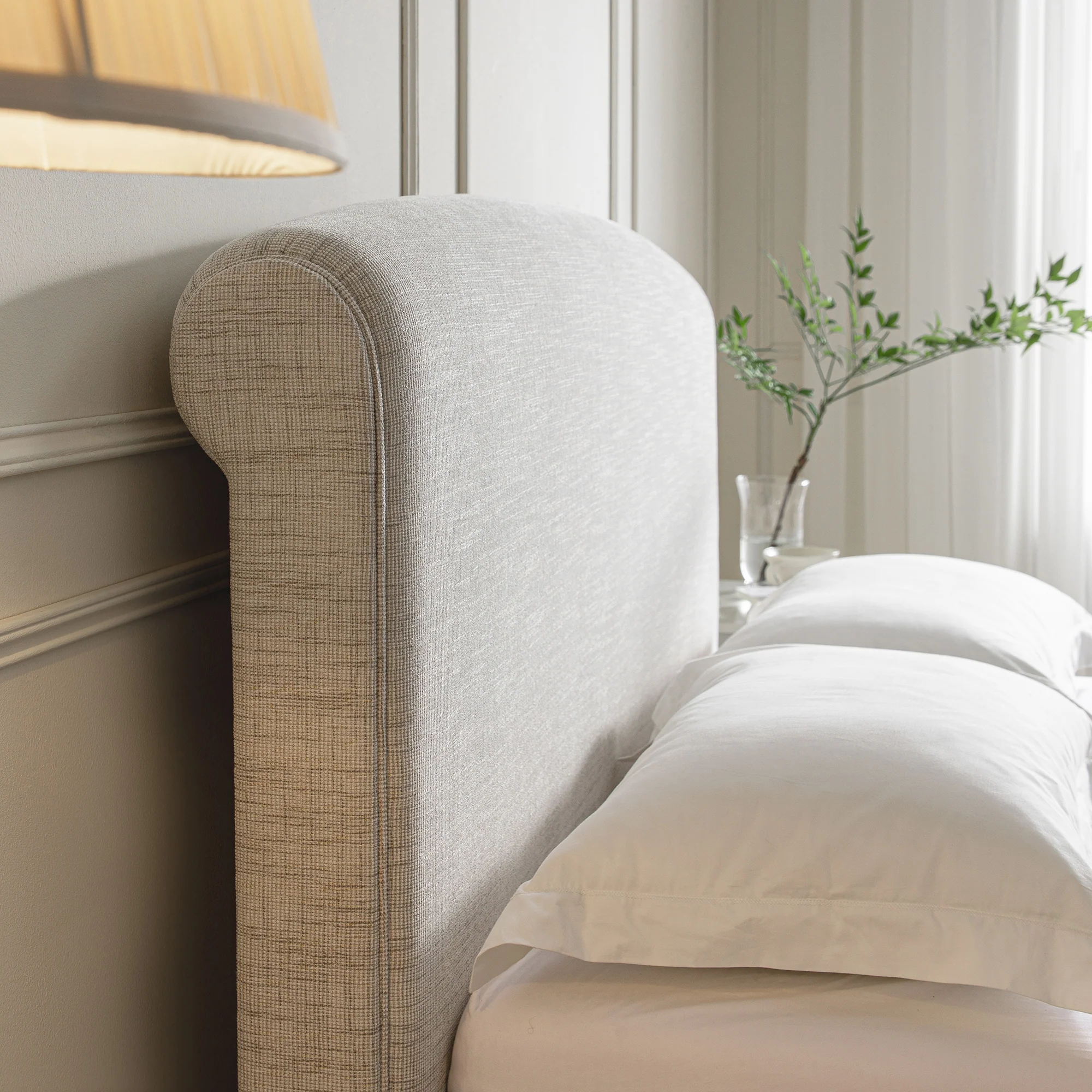 Porchester Ottoman Storage Sleigh Bed, Oatmeal Woven Textured Fabric - Image 7