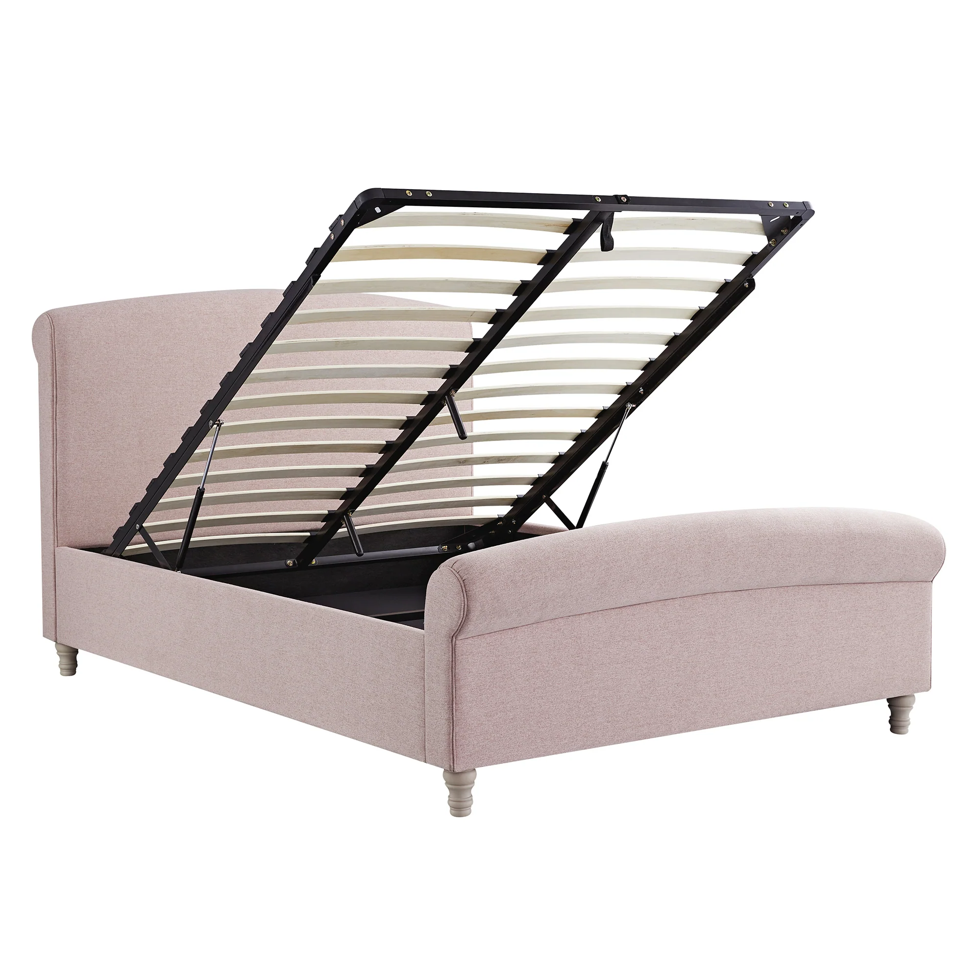 Porchester Ottoman Storage Sleigh Bed, Rosewater Pink Fabric - Image 12