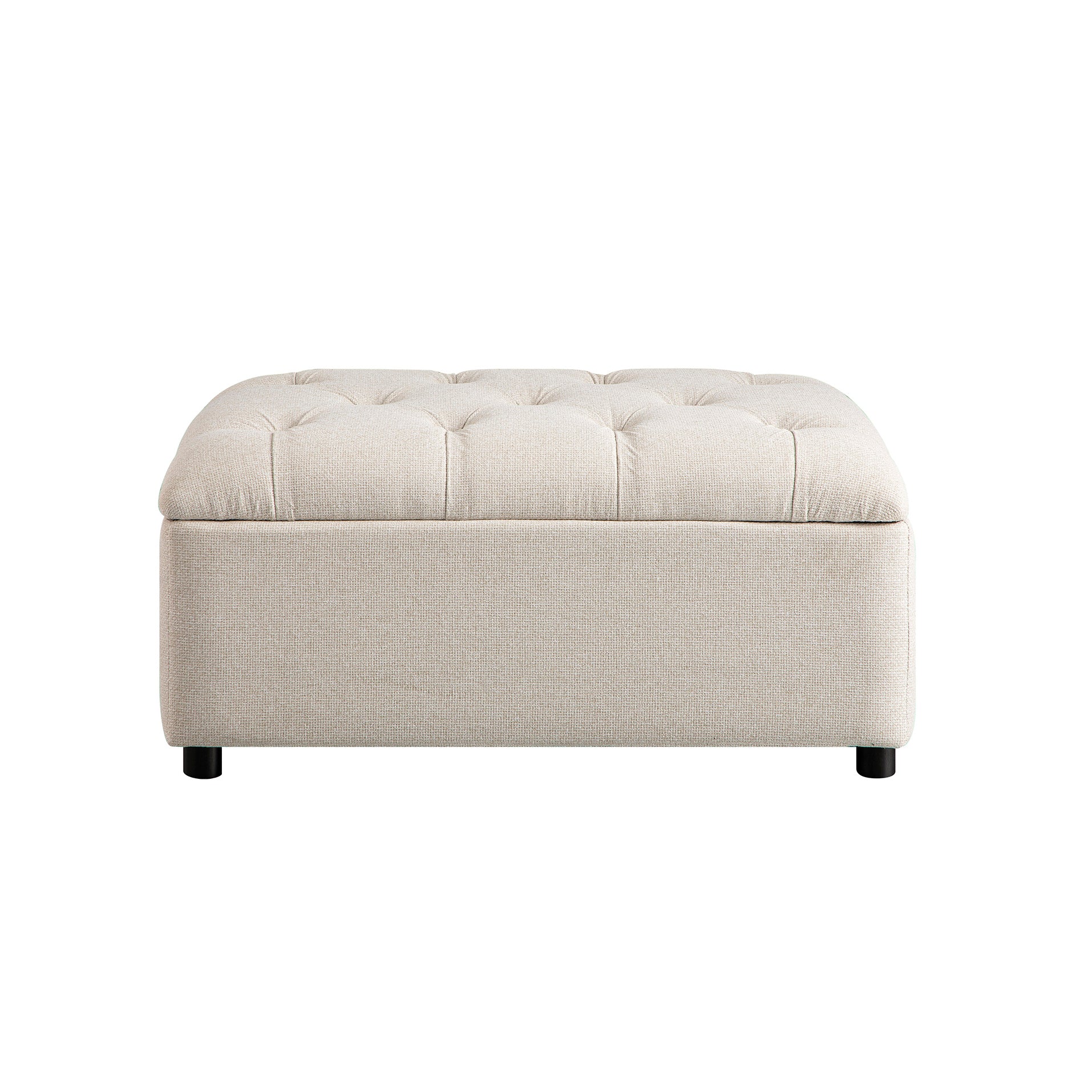 Portland Single Buttoned Fold-Out Bed in Ottoman, Beige Woven Fabric - Image 11